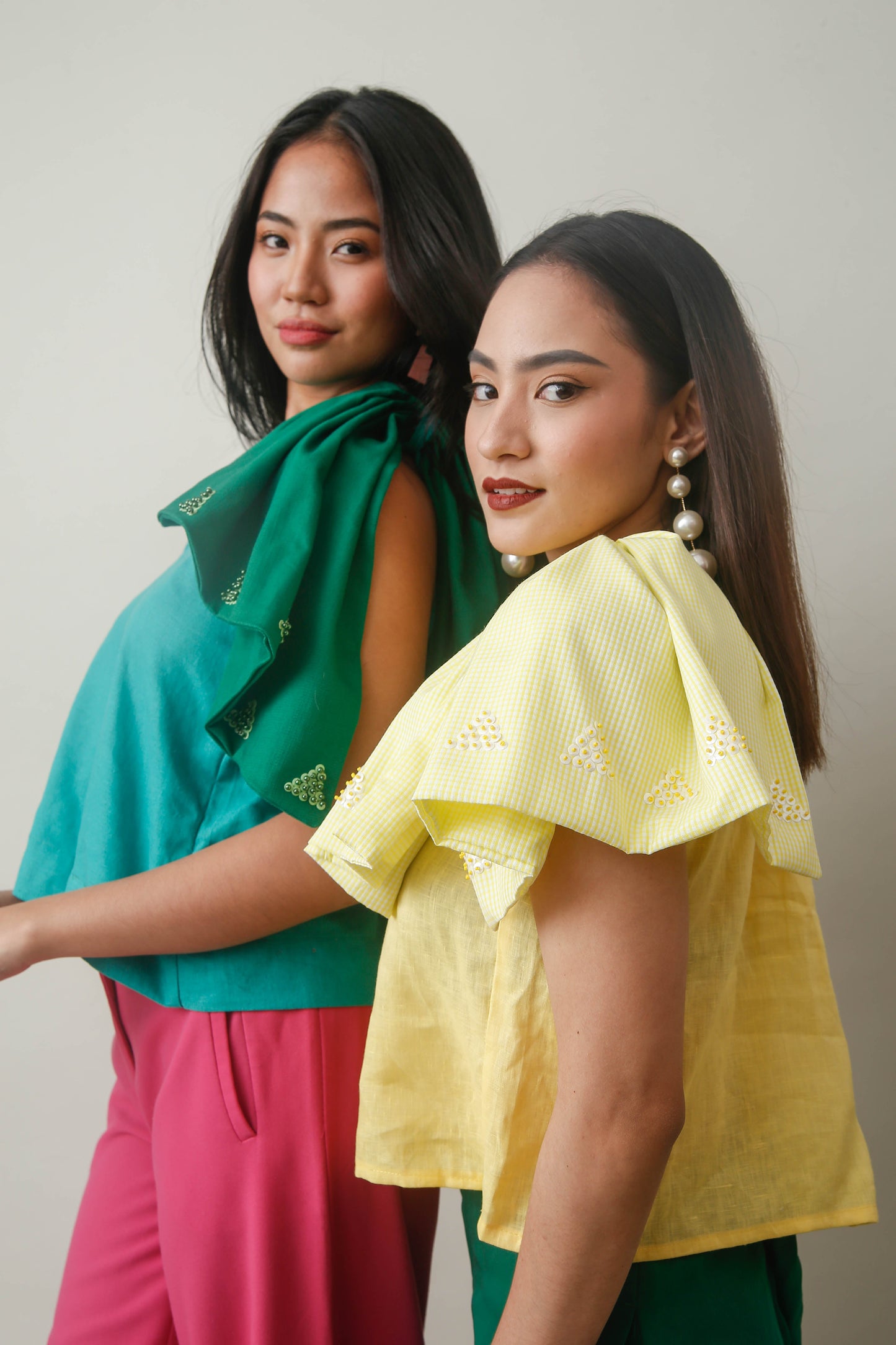 Gabriela Blouse with Huge Ribbon Accent in Yellow