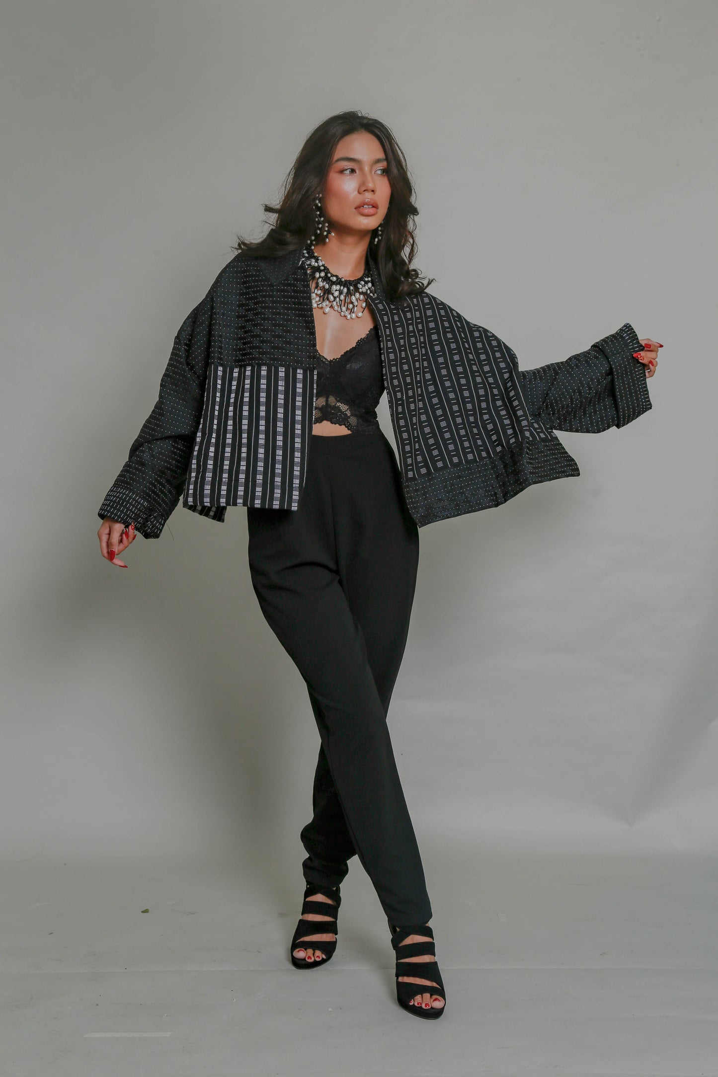 Pulmonia Backless Oversized Jacket in Black