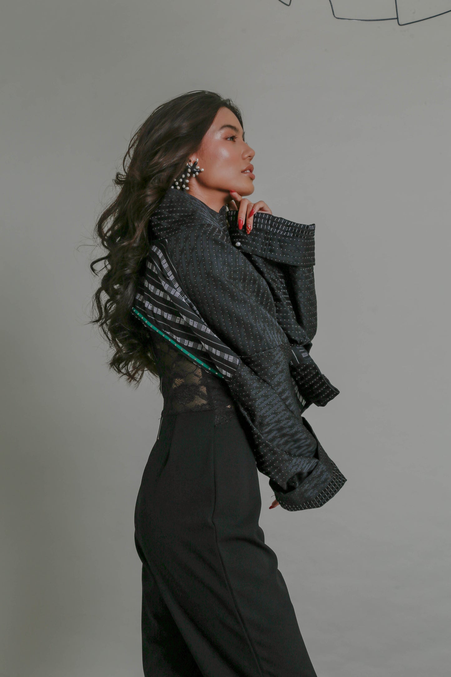 Pulmonia Backless Oversized Jacket in Black
