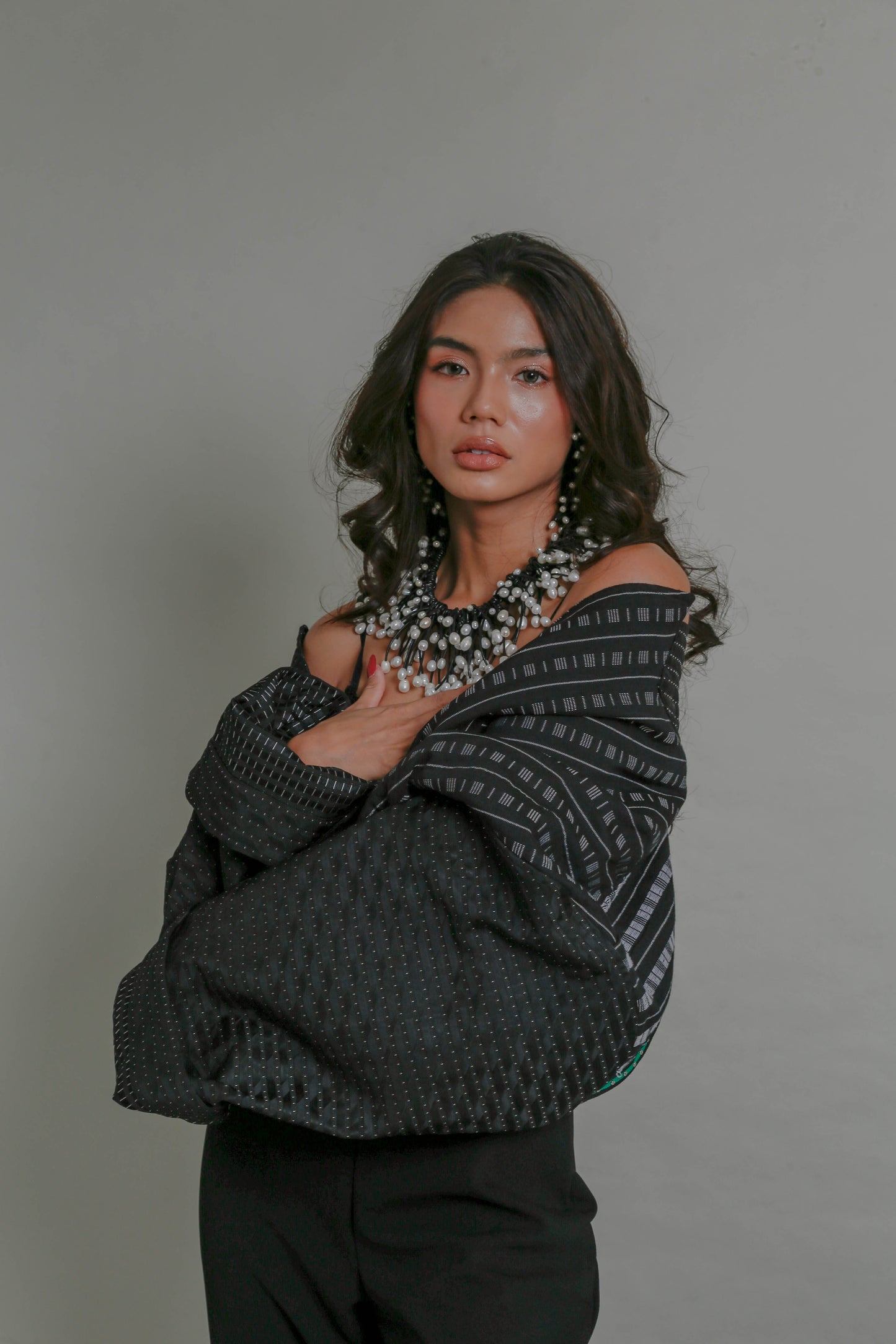 Pulmonia Backless Oversized Jacket in Black