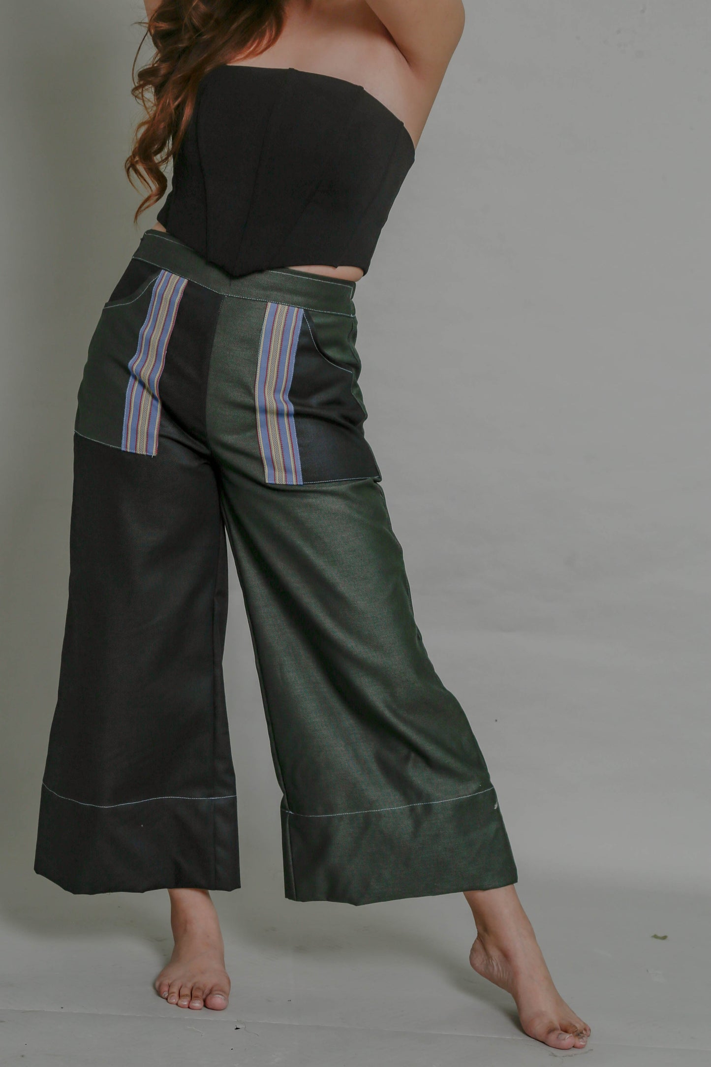 Kapares Mismatched Denim Pants with Pisyabit