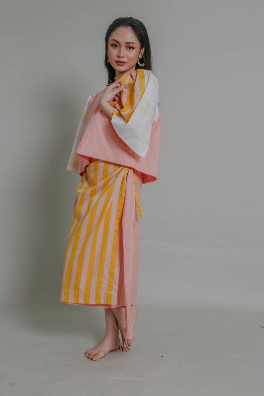 Tampisaw Linen Coords in Yellow & Salmon Pink