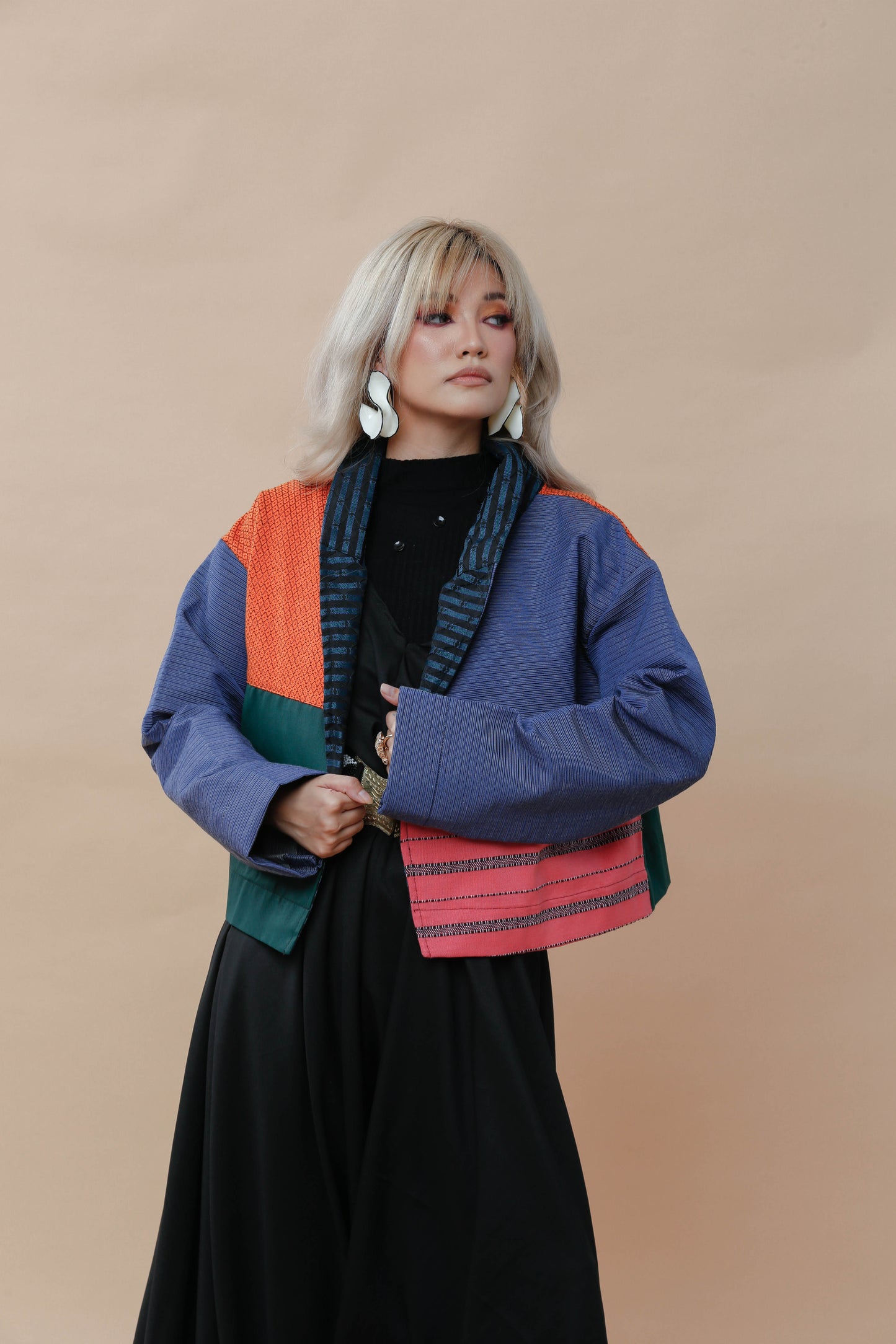 Rockstar Jacket in Pink Orange Kalinga Weaves