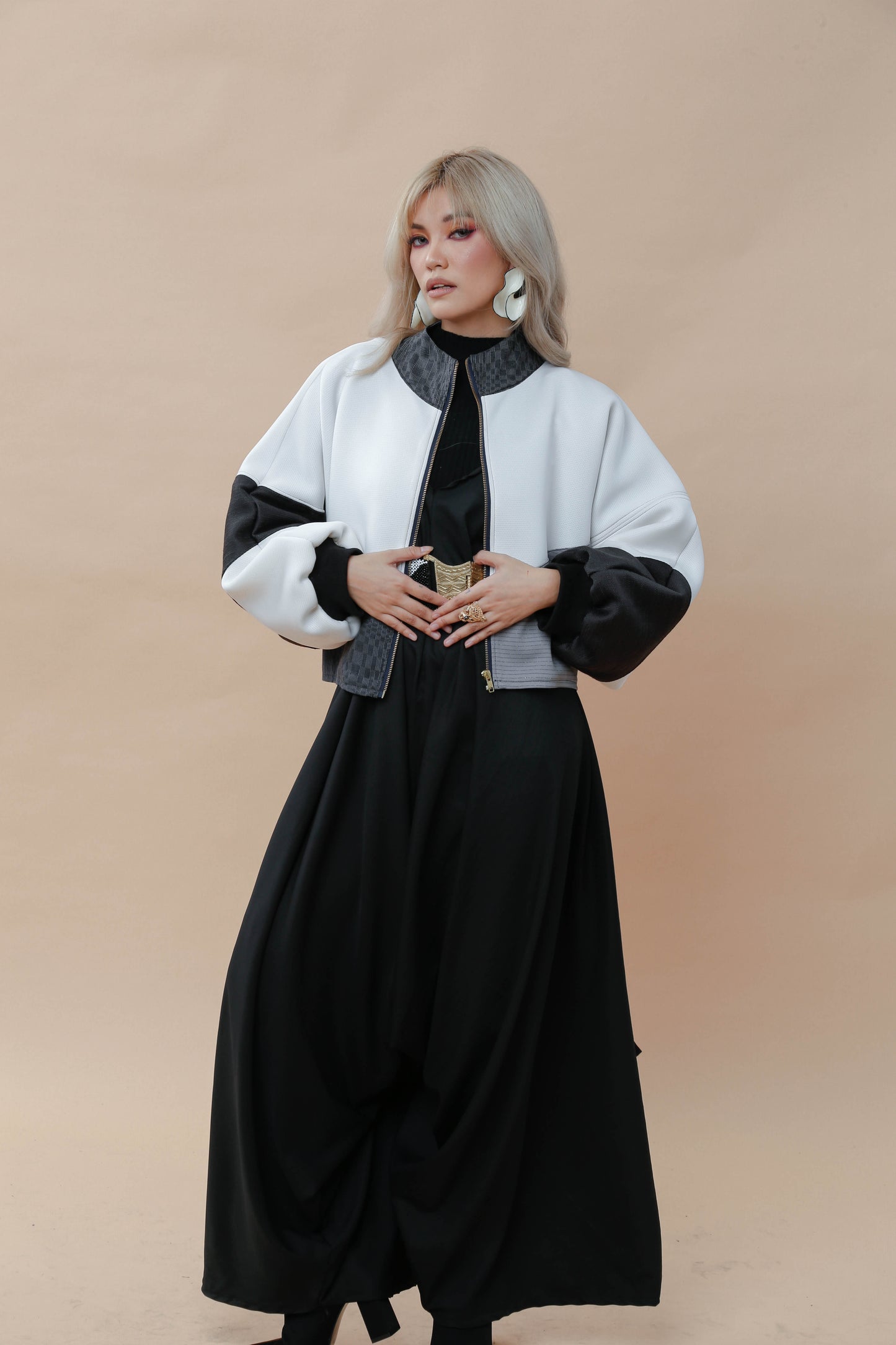 Malinaw na Usapan Bomber Jacket in Black and White