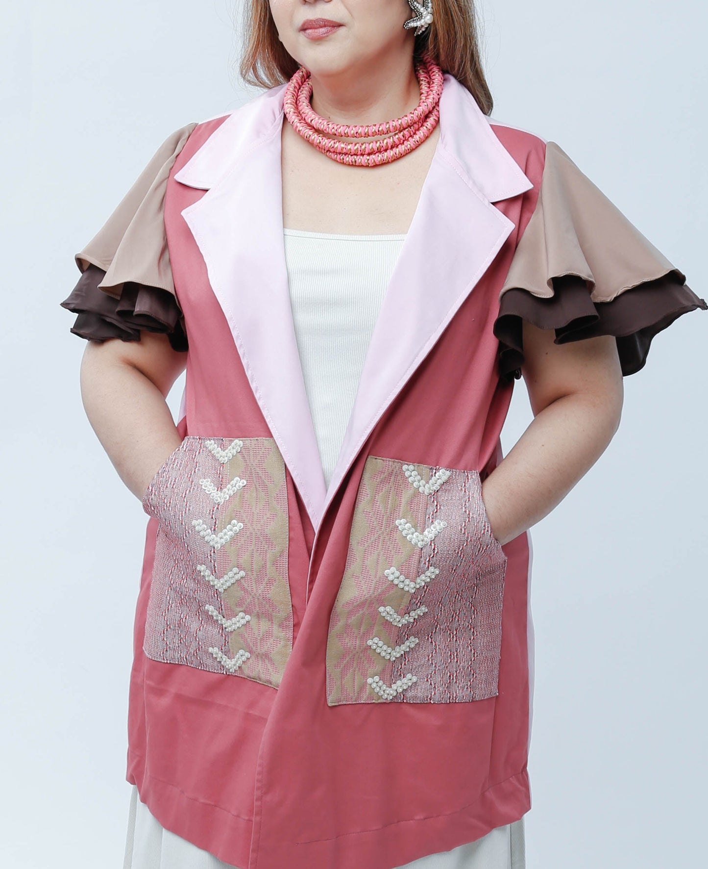 Panganay Trench Coat in Salmon