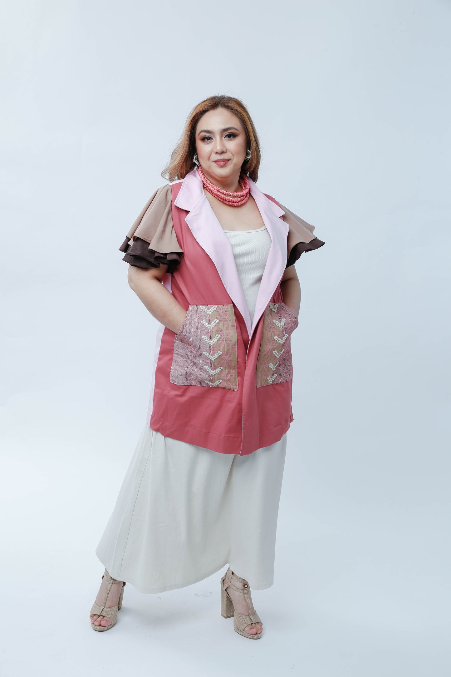 Panganay Trench Coat in Salmon