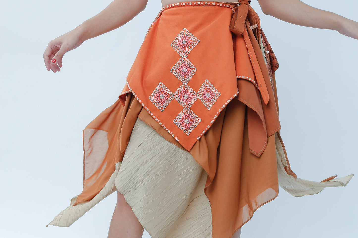 Freestyle Bagobo Burnt Orange Skirt with Kundiman Weave