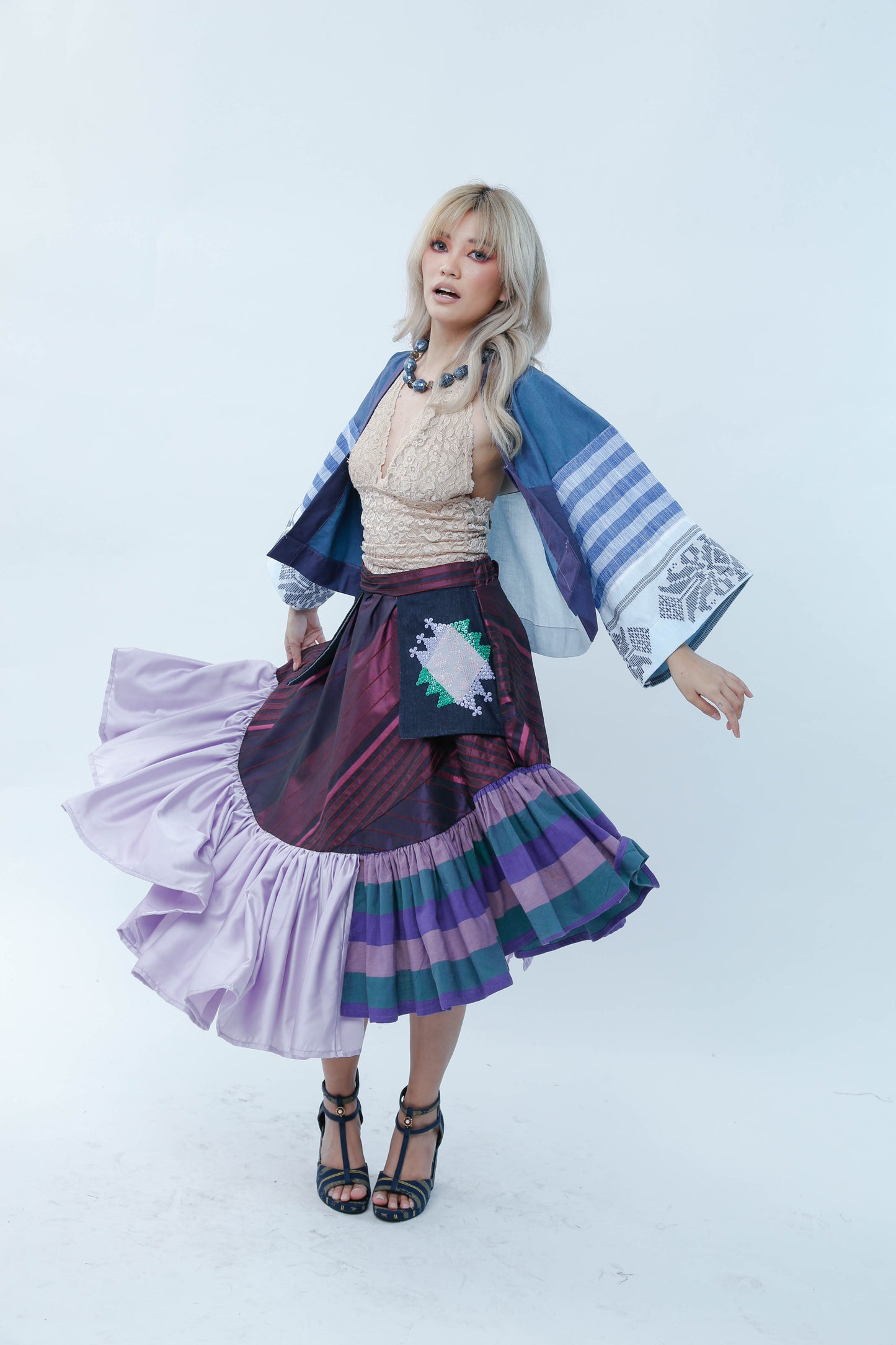 Ube Manila Skirt with Yakan Pockets