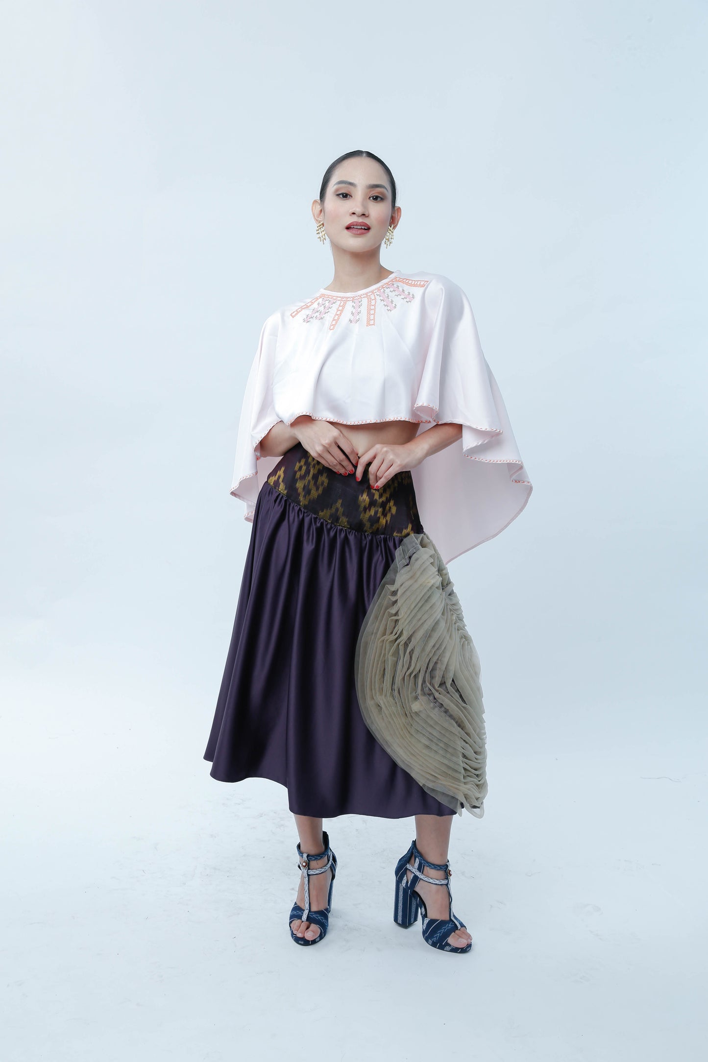 Agaw Pansin Cape in Charmeuse Blue