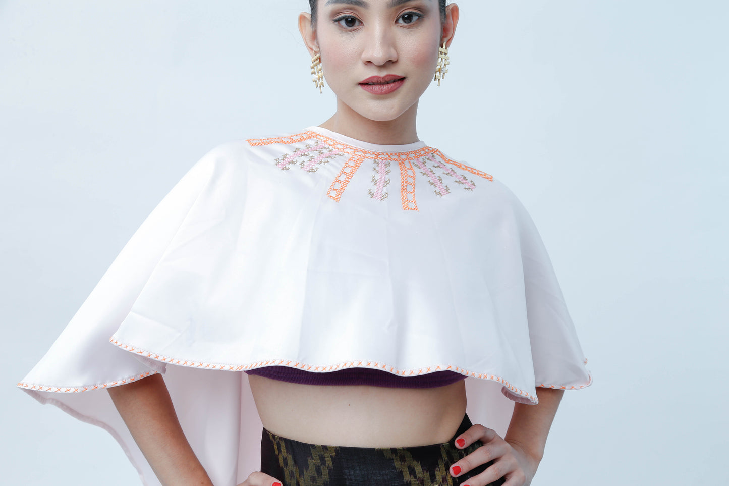 Agaw Pansin Cape in Charmeuse Blue