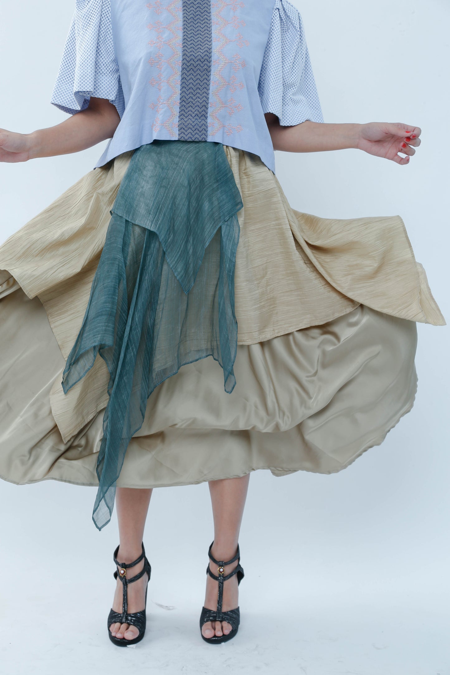 Patong Patong Skirt With Blue Green Piña Flap