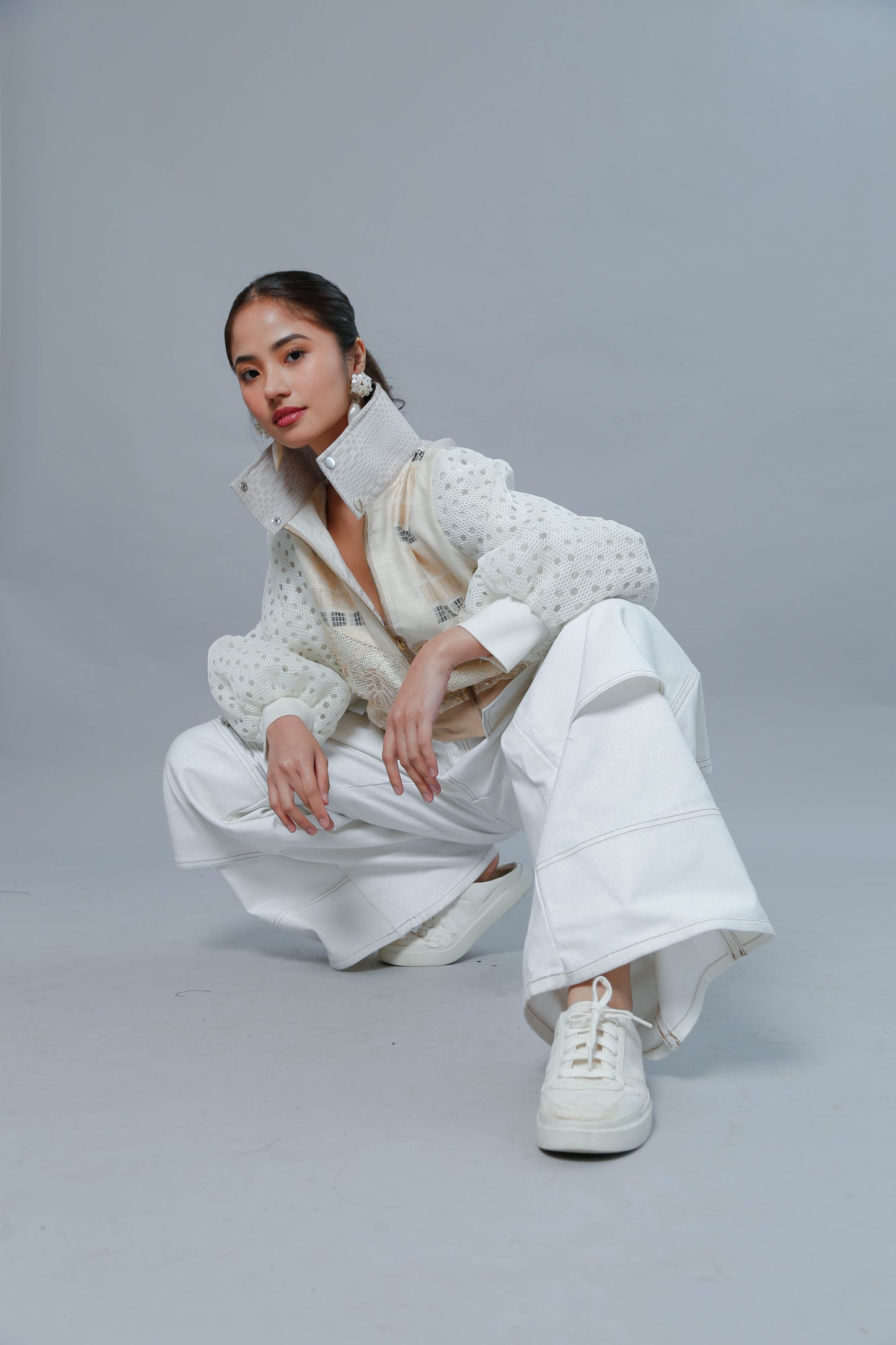 Bida Bida Bomber Jacket in Suksuk Piña Barong from Aklan