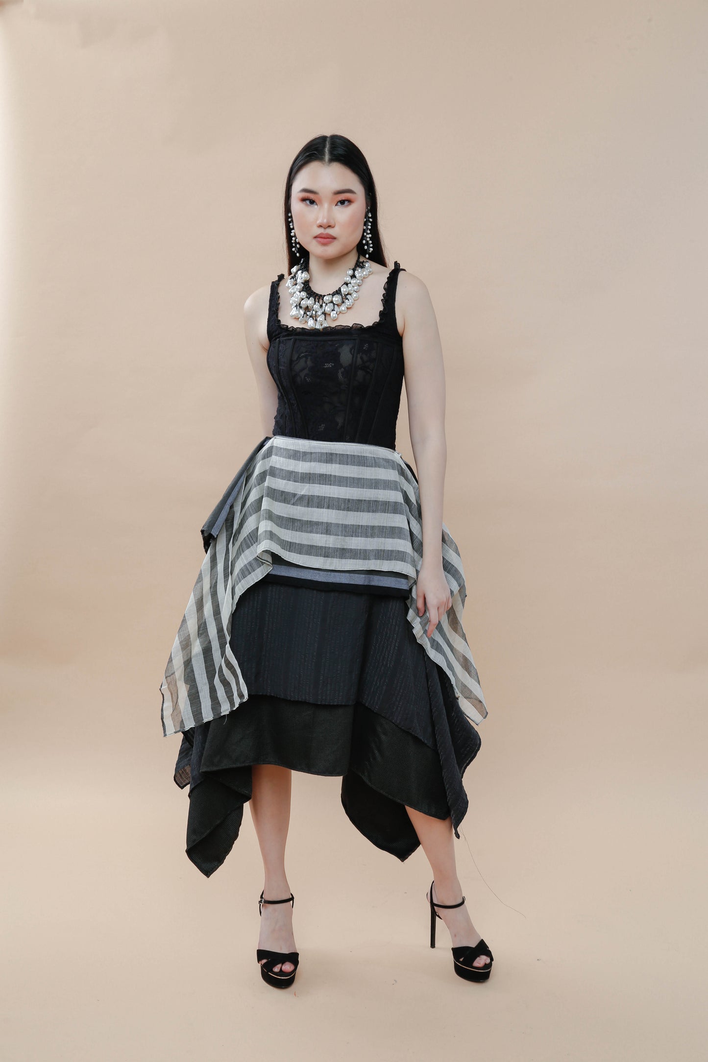 Black Sibagat Abaca Freestyle Skirt