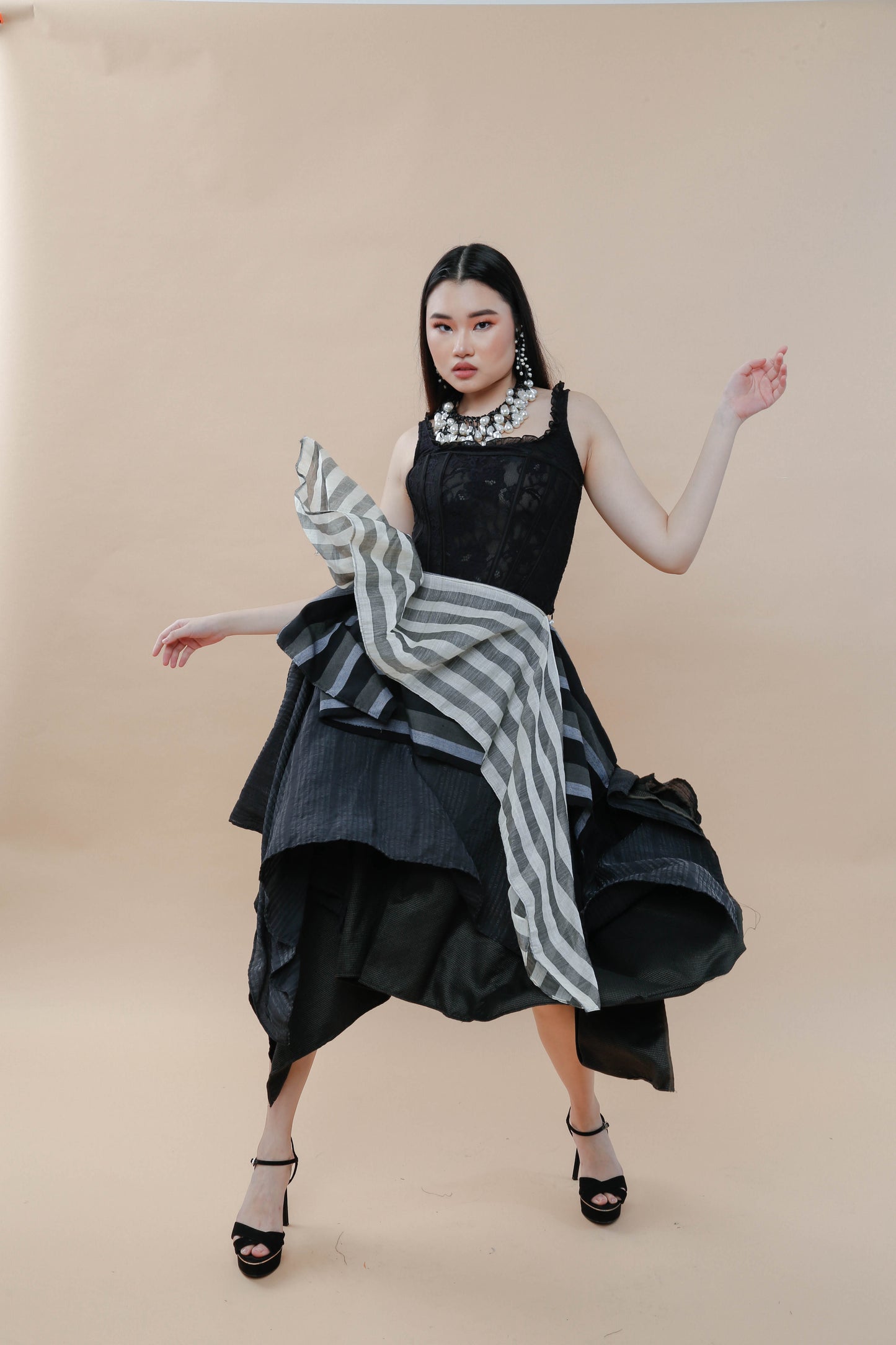 Black Sibagat Abaca Freestyle Skirt