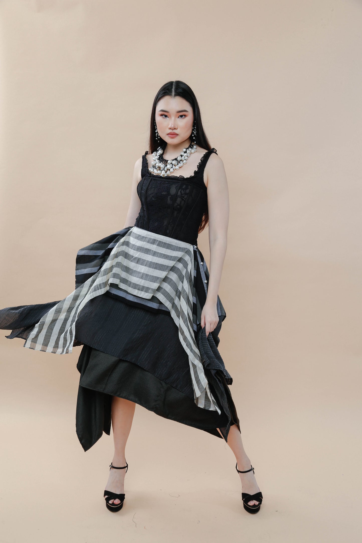 Black Sibagat Abaca Freestyle Skirt