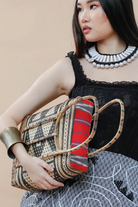 Detalye Bamboo Bag by the Teduray Tribe with Red Ifugao Weave