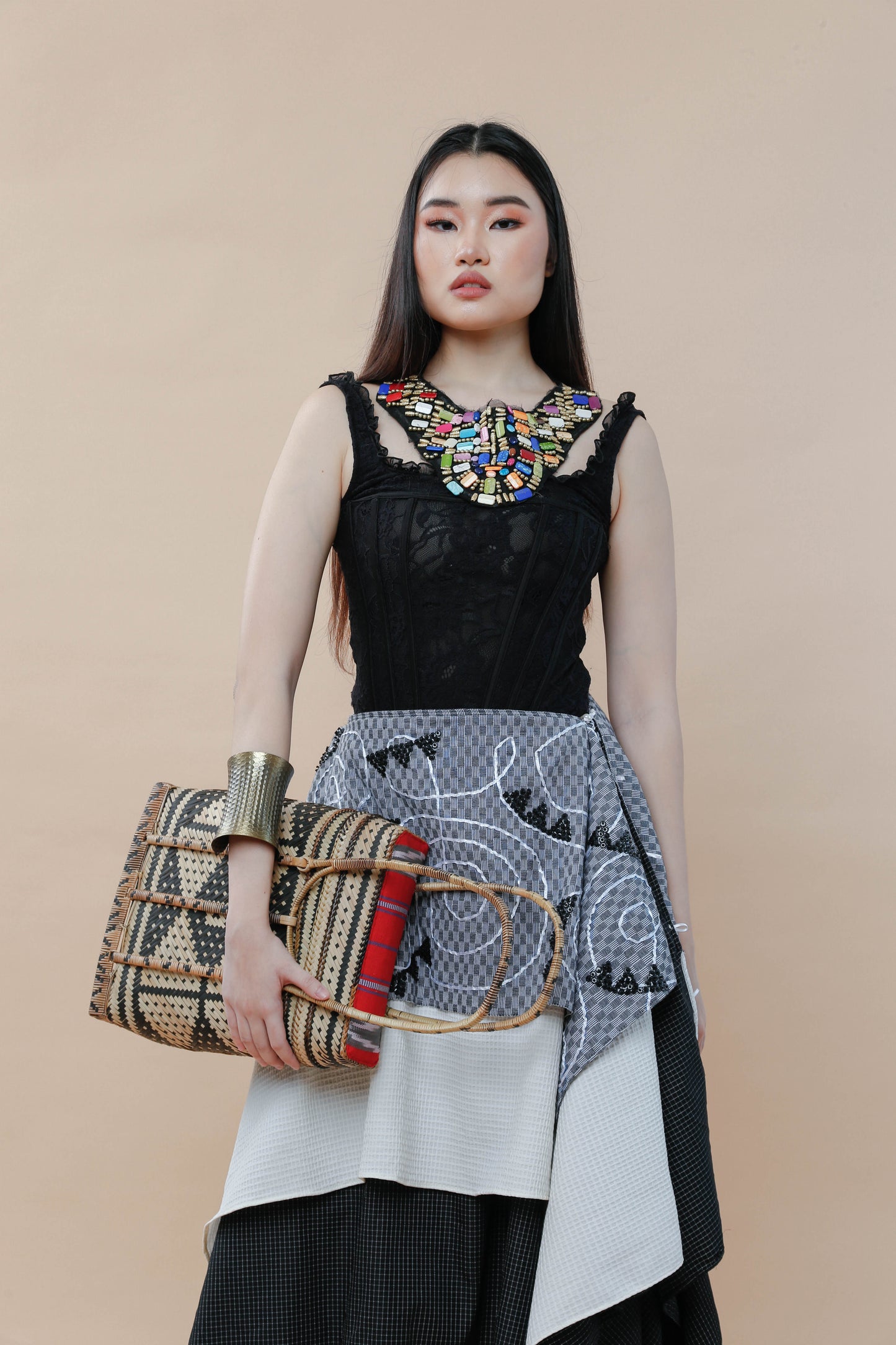 Detalye Bamboo Bag by the Teduray Tribe with Red Ifugao Weave