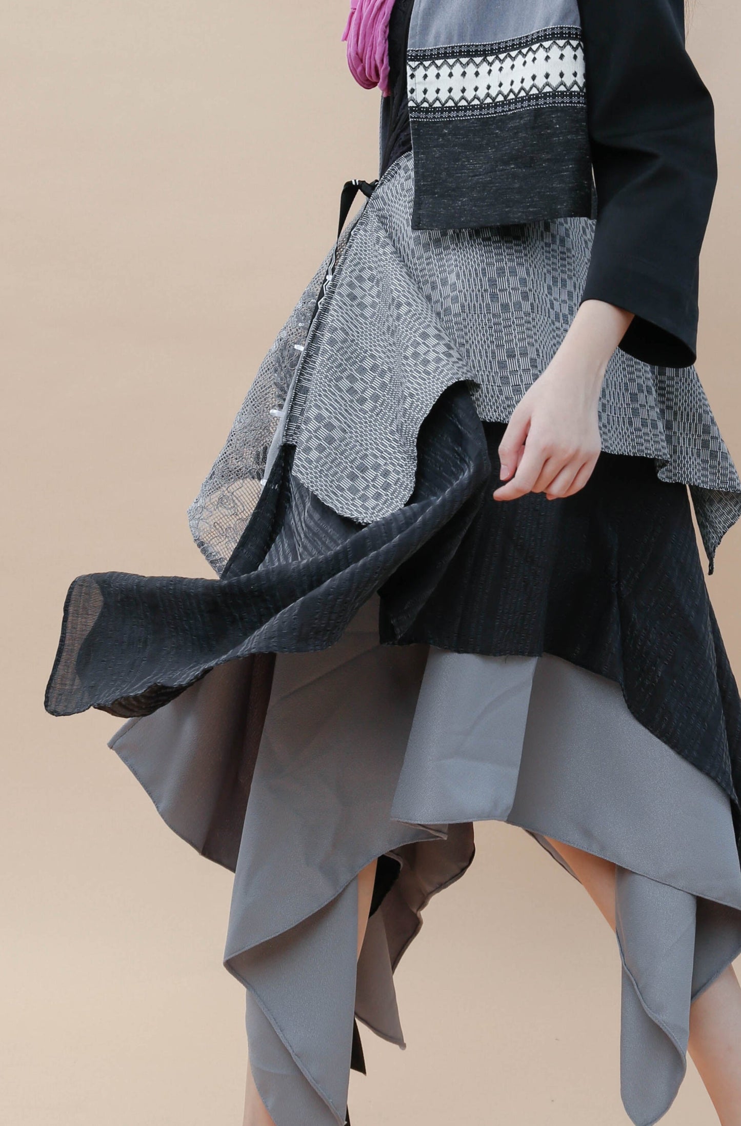 Freestyle Skirt in Black Grey Lace with Binakol Weave Ny