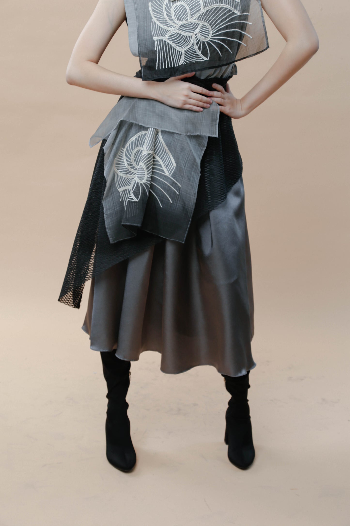Imporanteng Ganap Black Skirt with Embroidered Barong