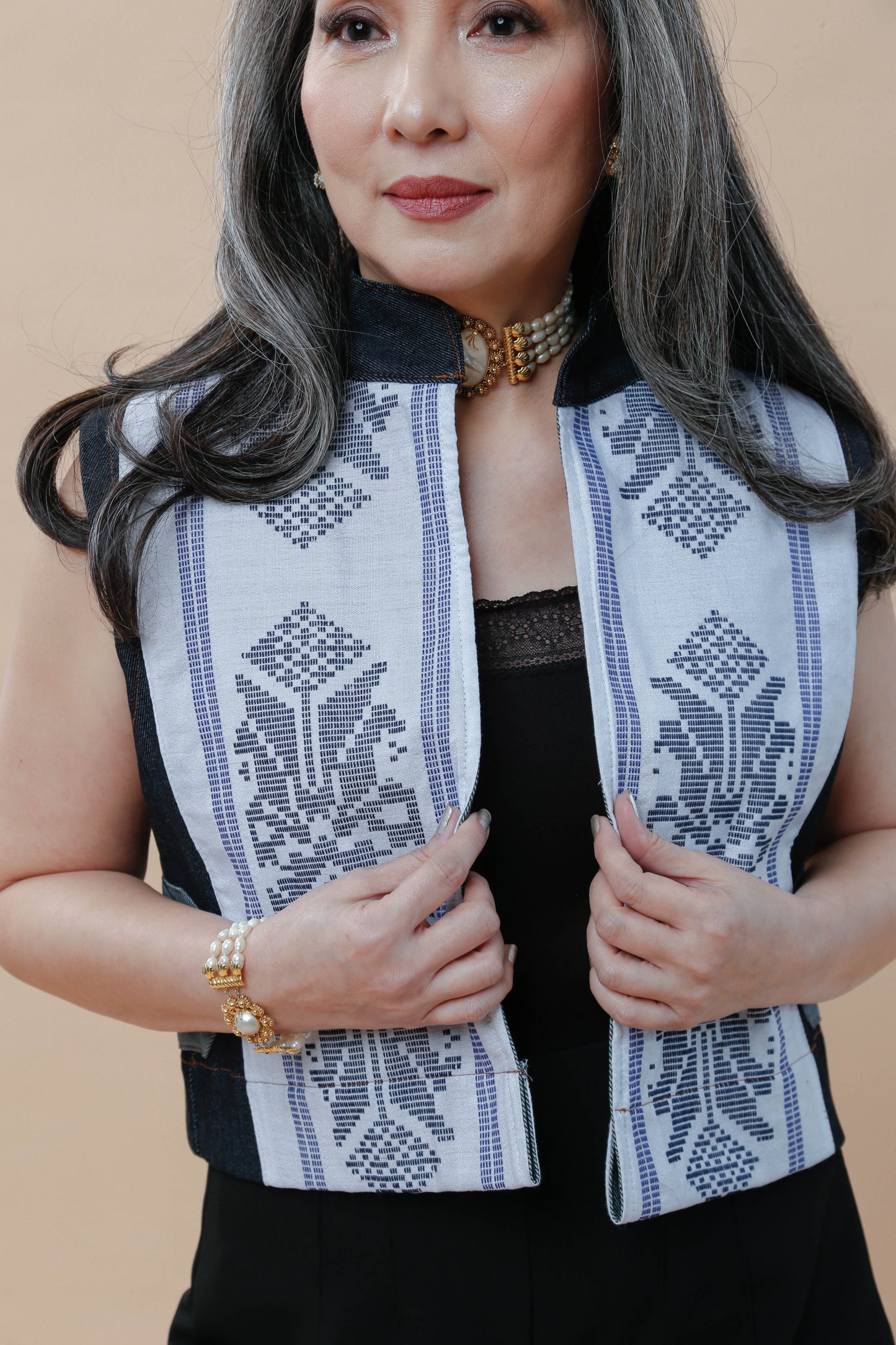 I Did My Vest in Blue Cotton Inaul