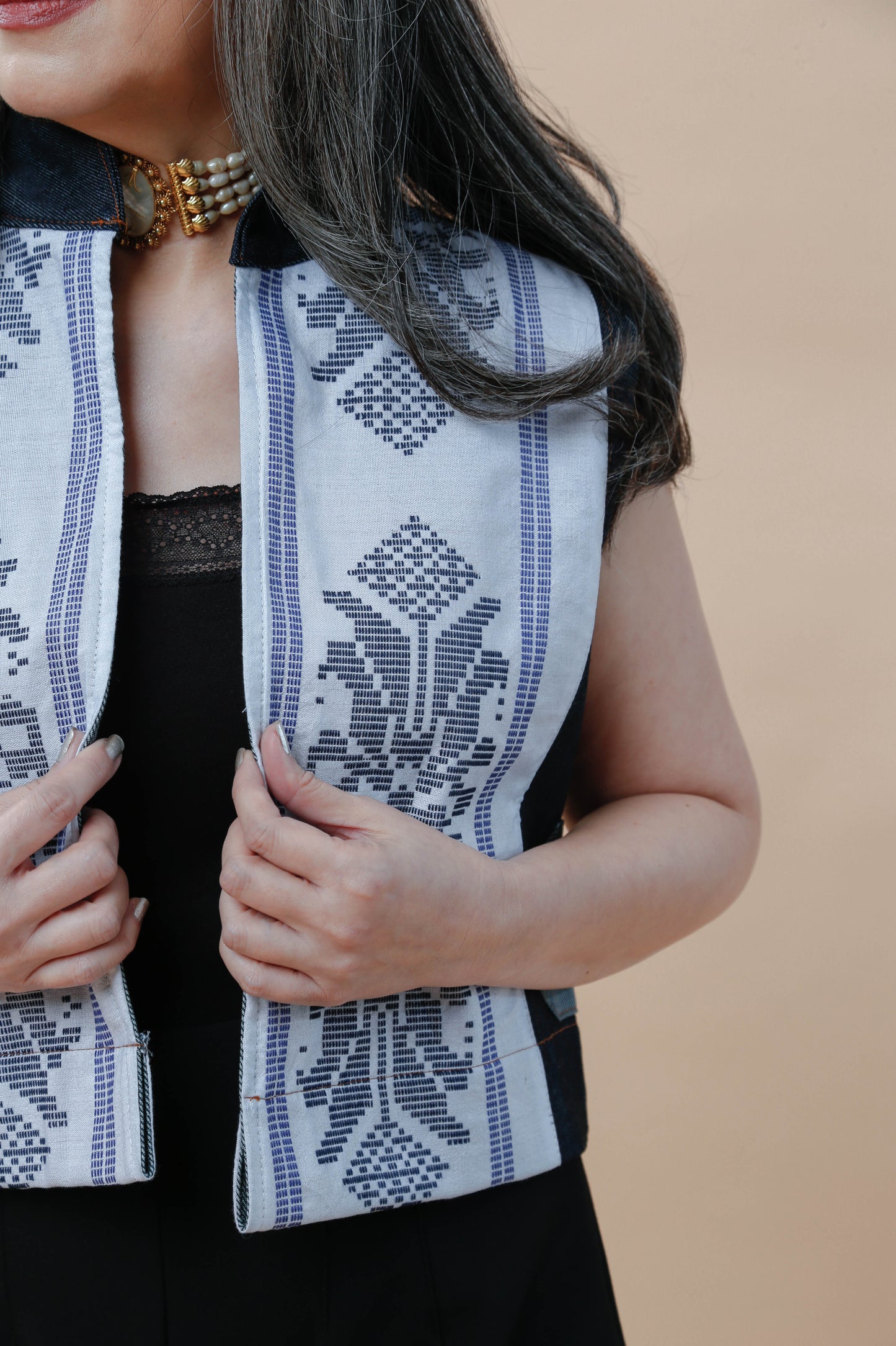 I Did My Vest in Blue Cotton Inaul