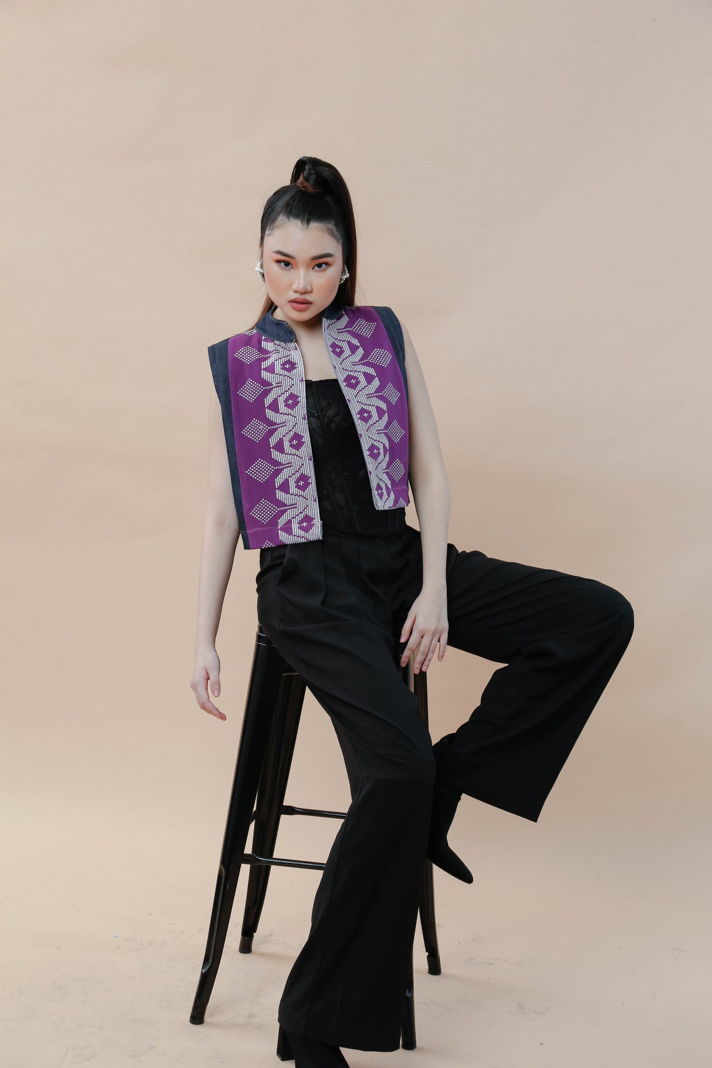 I Did my Vest in Purple Cotton Inaul