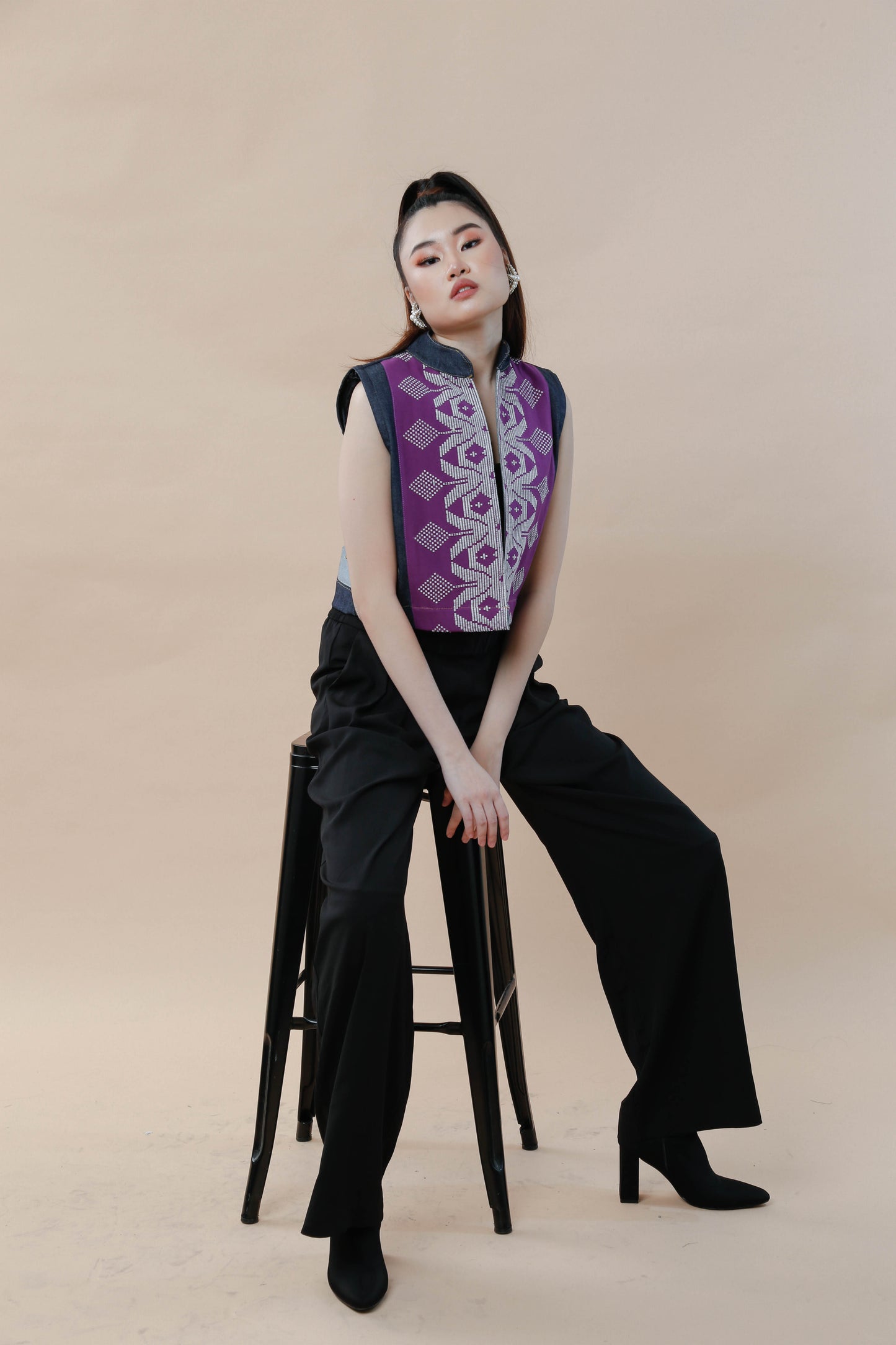 I Did my Vest in Purple Cotton Inaul