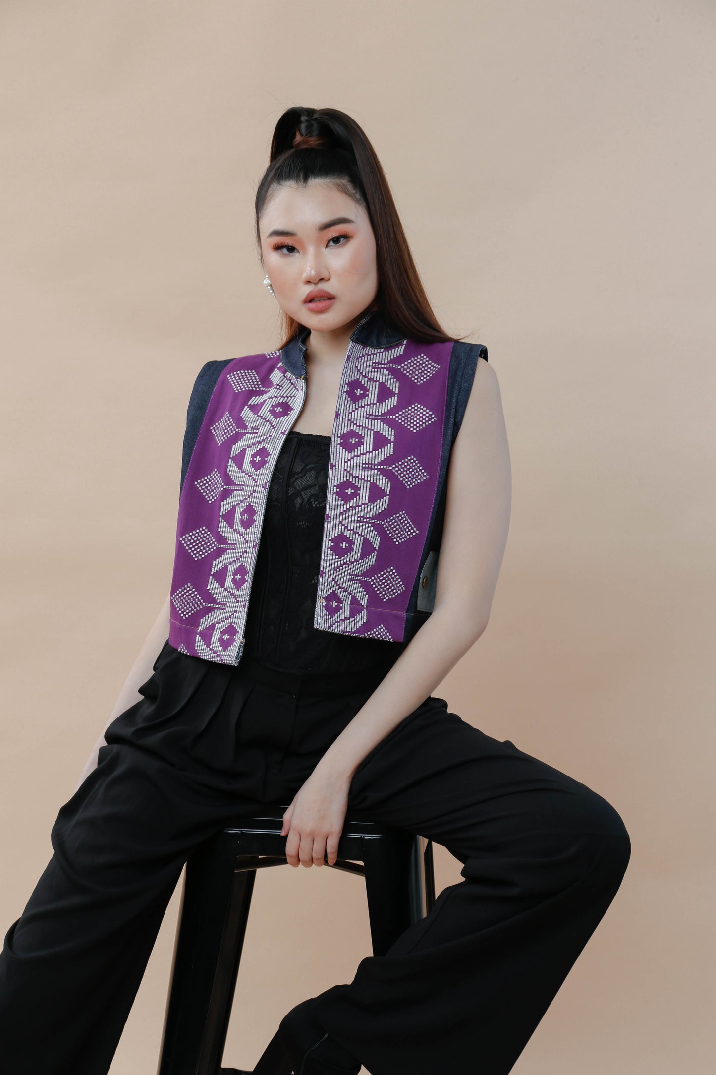 I Did my Vest in Purple Cotton Inaul