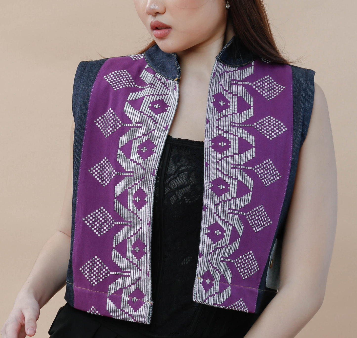 I Did my Vest in Purple Cotton Inaul