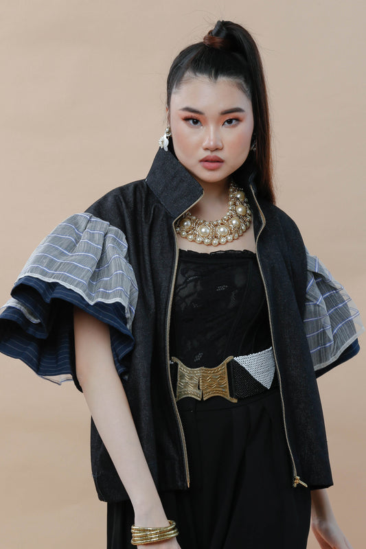 Gantimpala Denim with Stripes Pina Sleeves