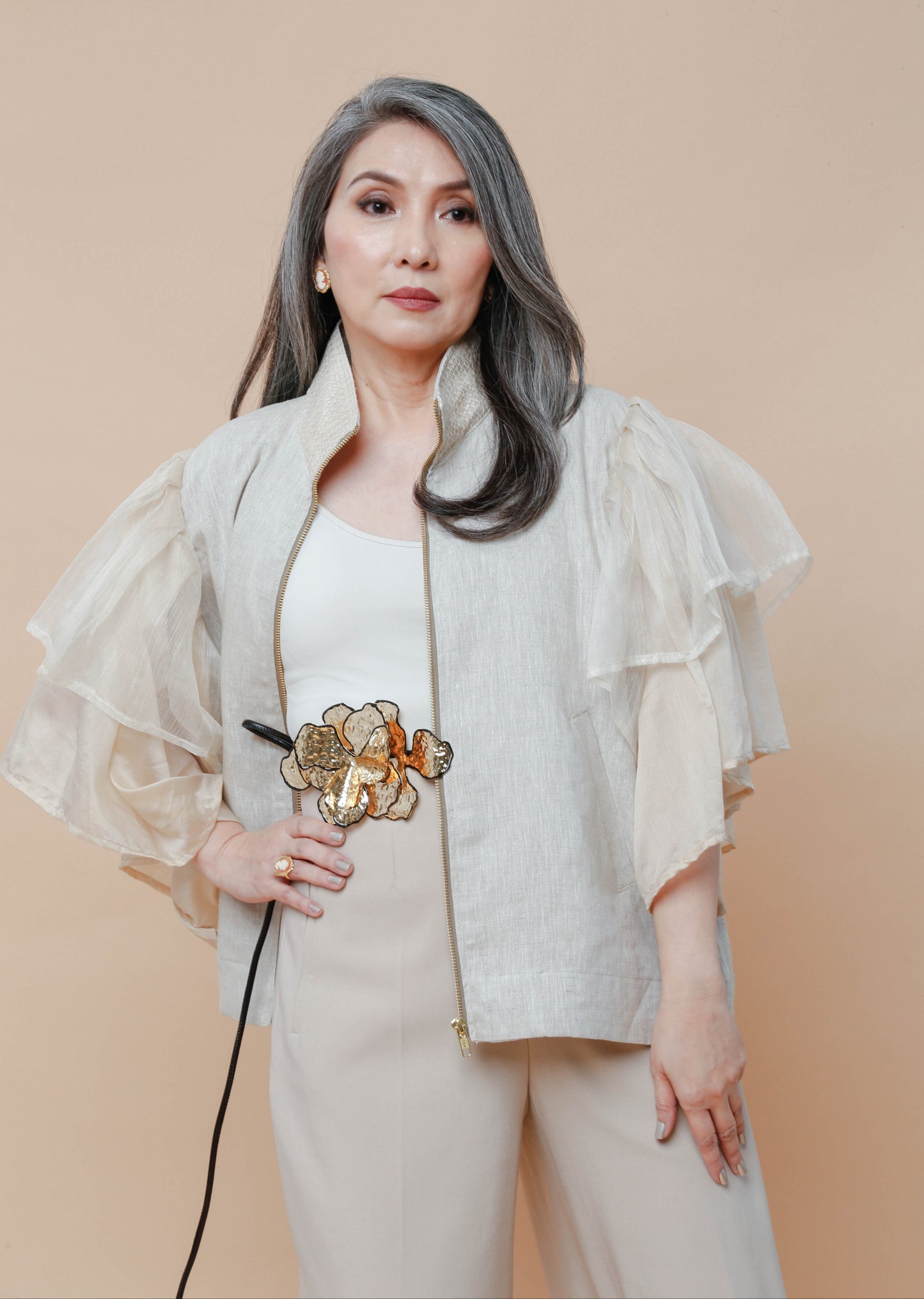 Gantimpala Oatmeal Linen with Piña Callado of Lumban