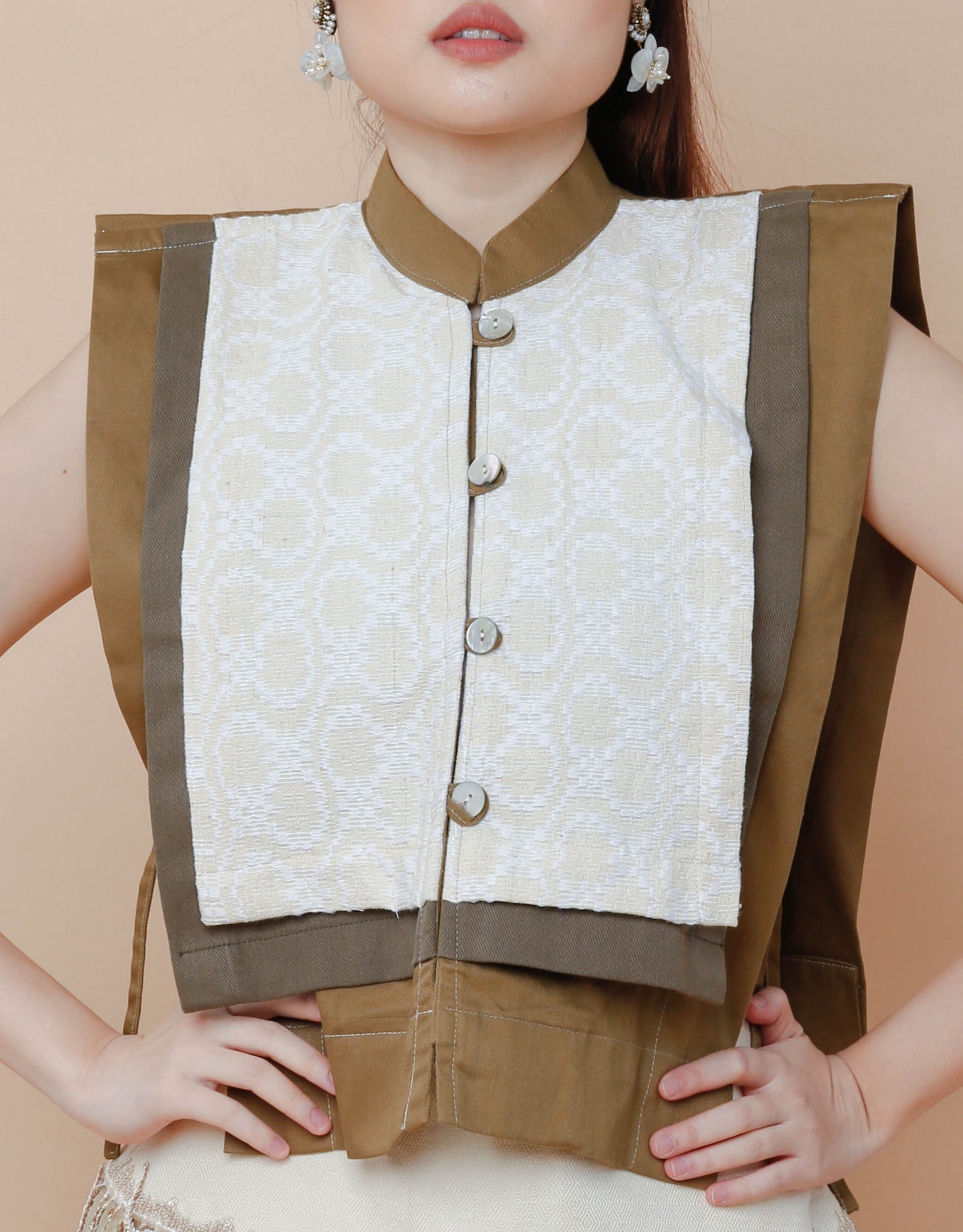 Pinagpala Bib in Earth Inabel Weave