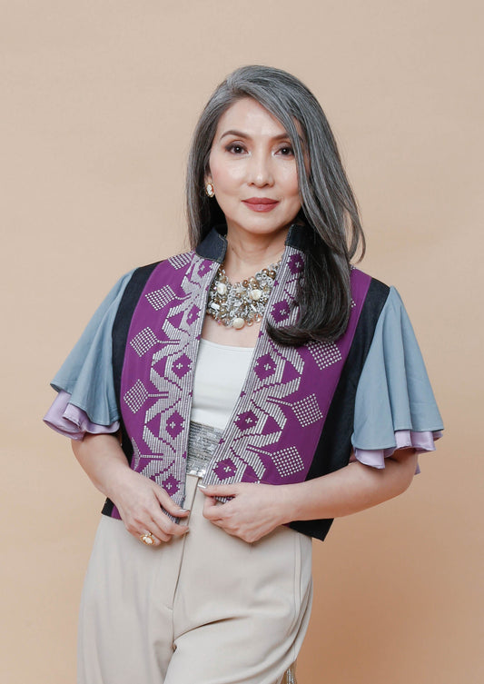 I Did My Vest in Malandi Sleeves Purple Cotton Inaul