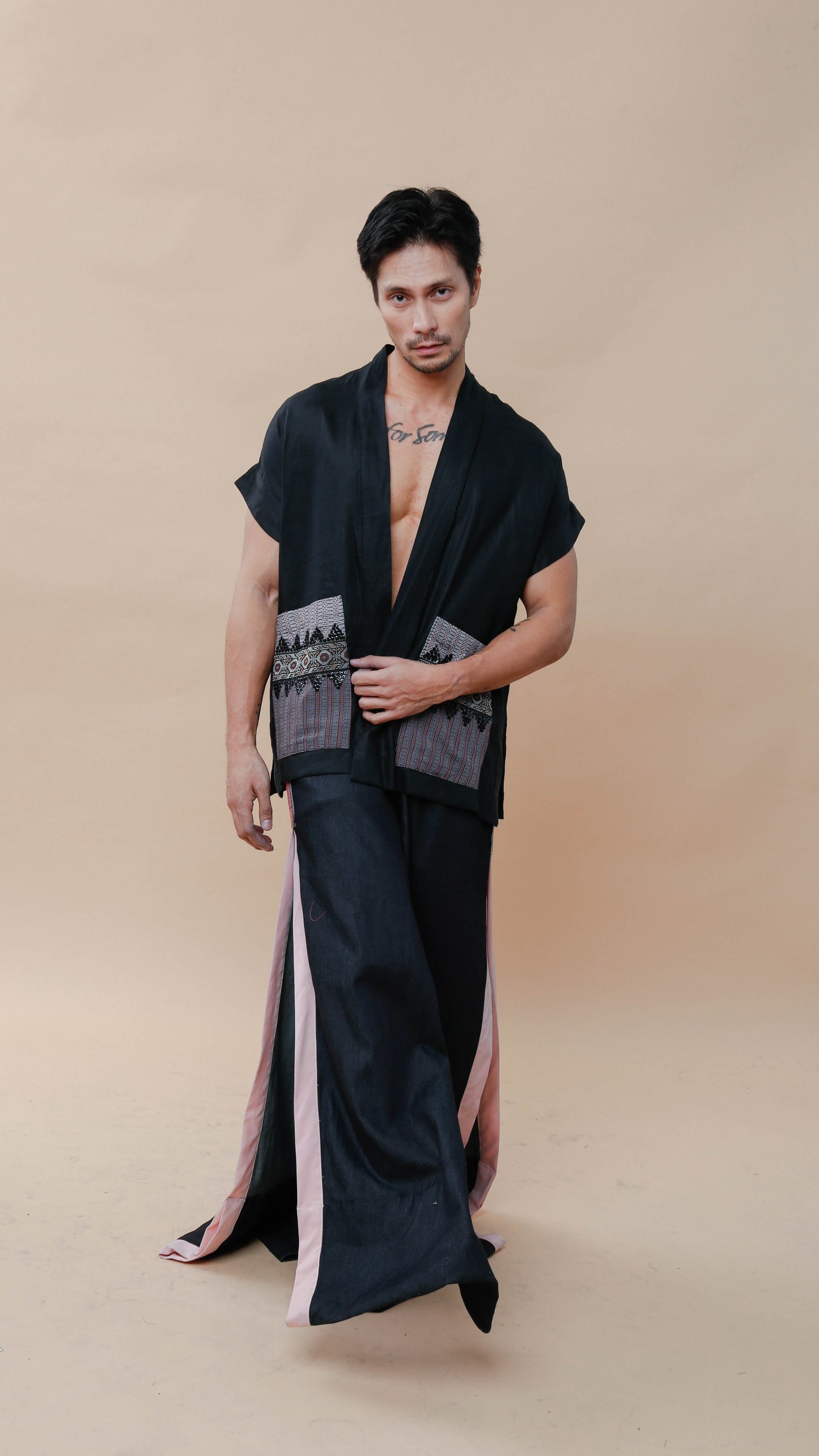 Maparaan Unisex Long Cover Up with Big Pockets in Binakol Weave Beads