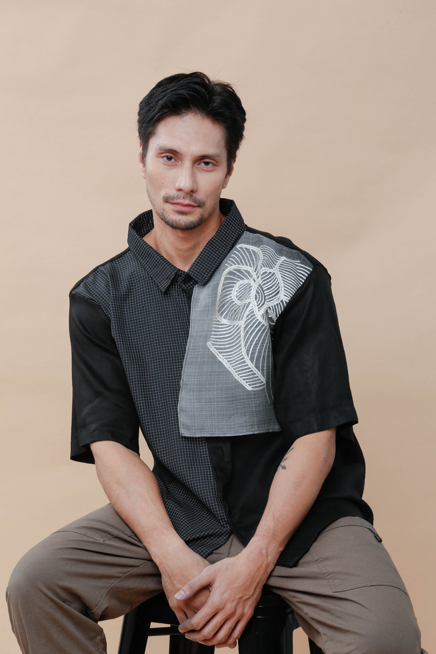 Pusong Iniwan Men's Polo in Black with Piña Accent