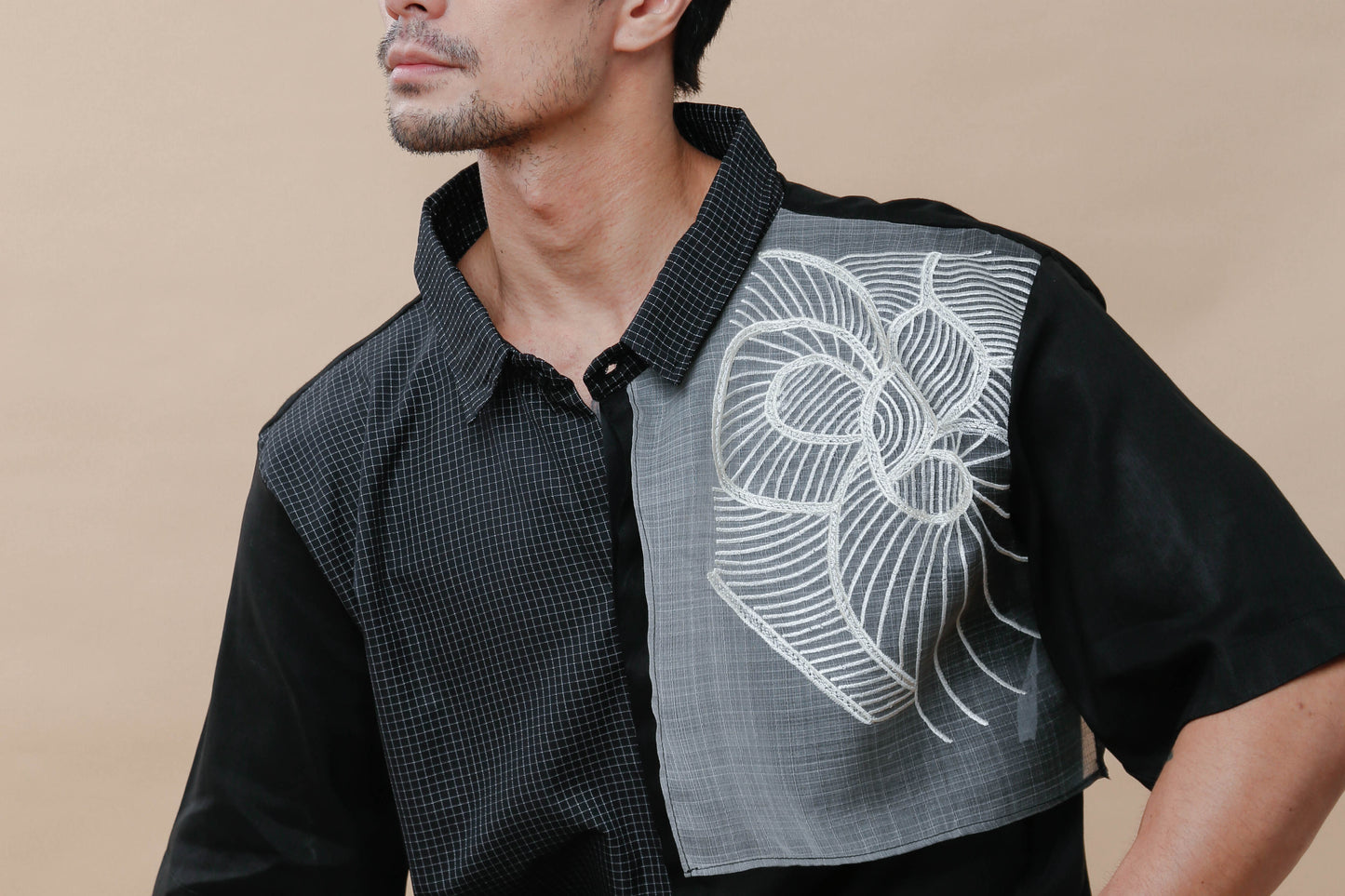 Pusong Iniwan Men's Polo in Black with Piña Accent