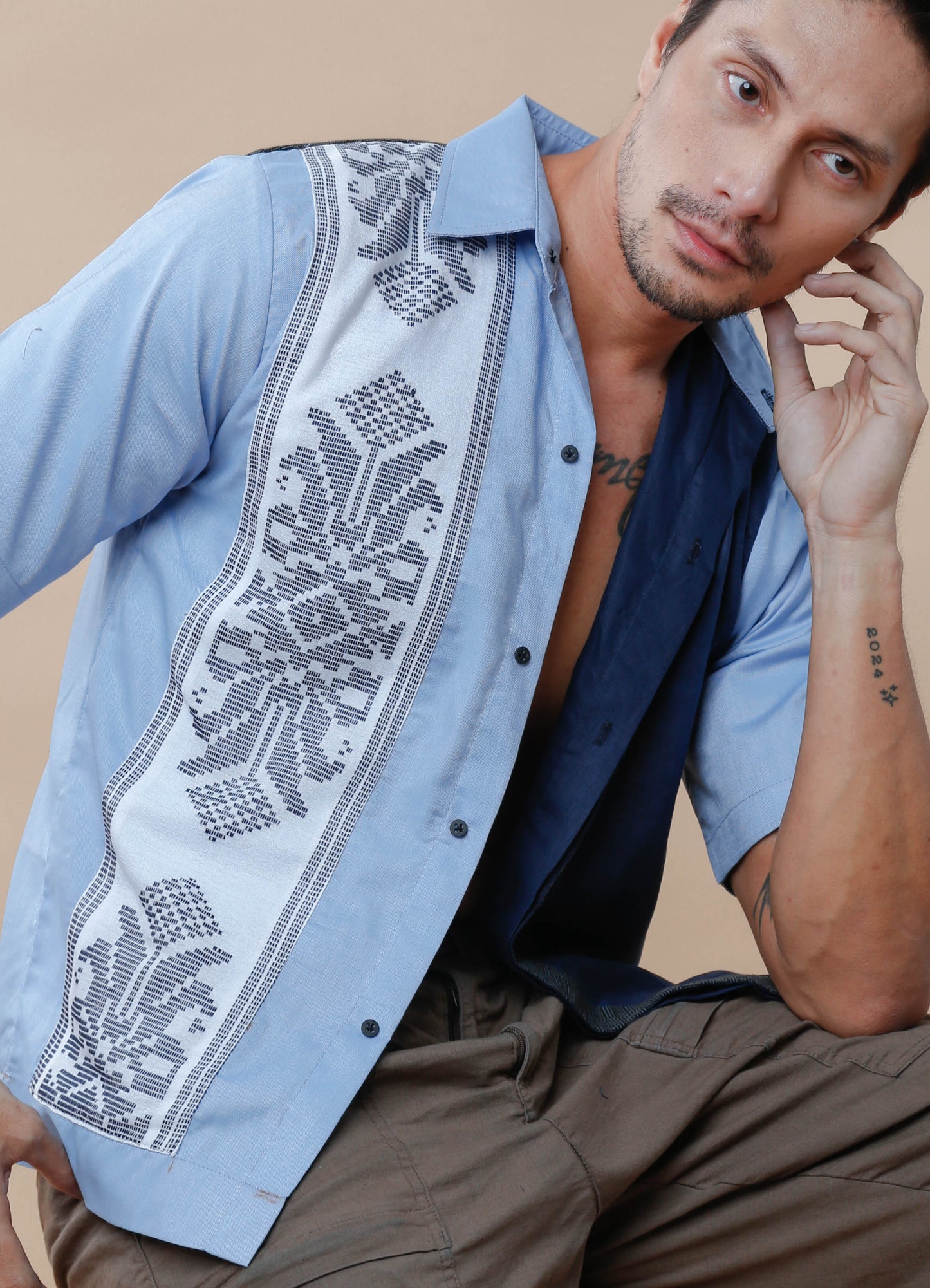 Uy Gwapo! Light Blue Men's Polo in Inaul Weave