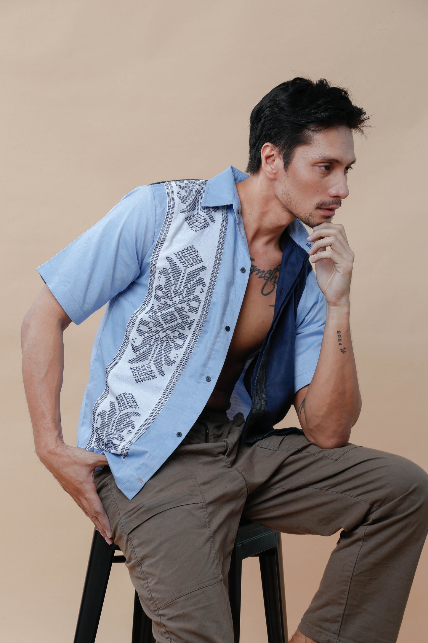 Uy Gwapo! Light Blue Men's Polo in Inaul Weave