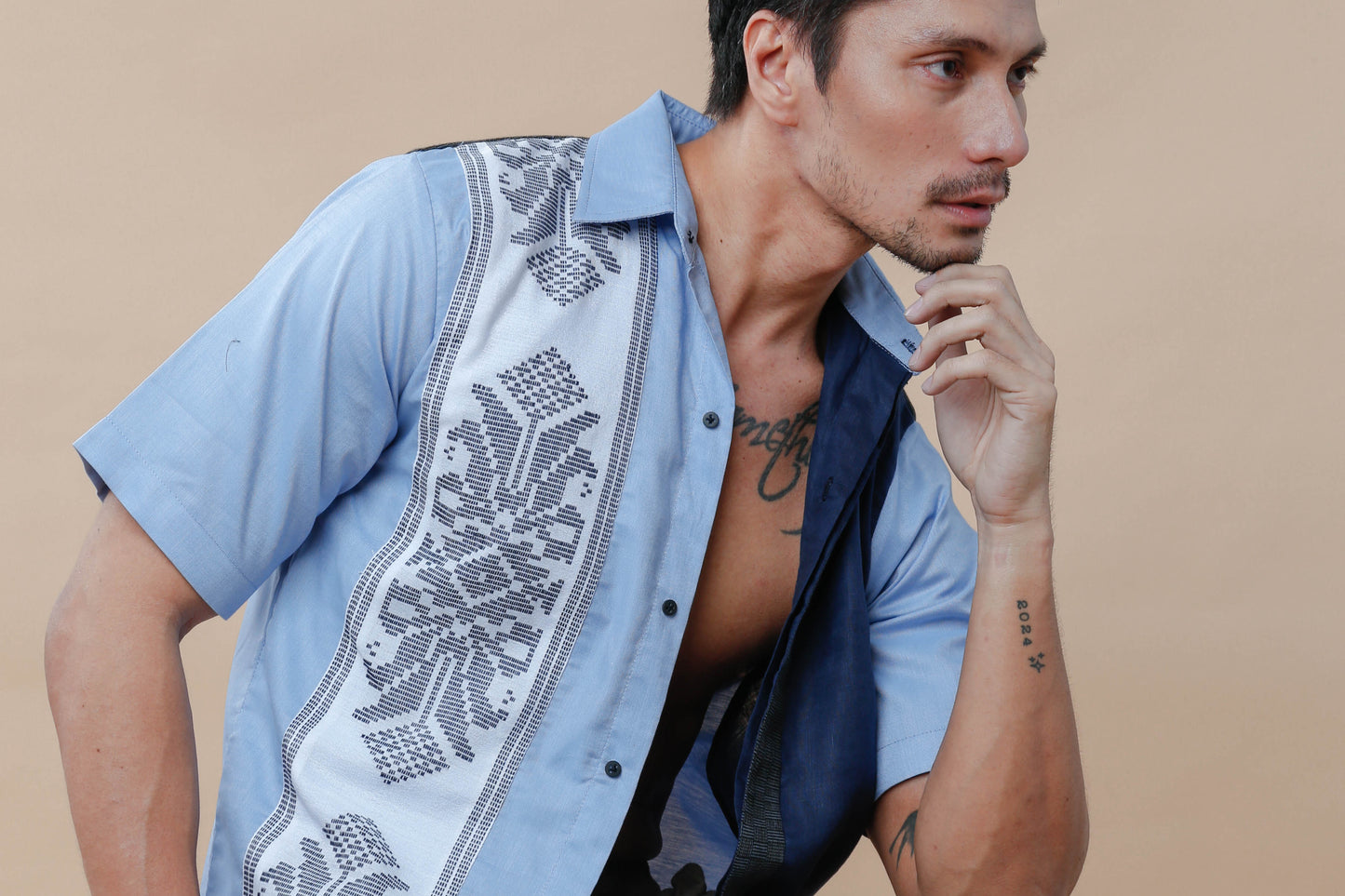 Uy Gwapo! Light Blue Men's Polo in Inaul Weave