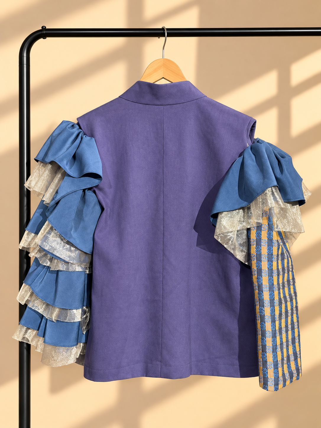 KAKAIBA BLUE BLAZER WITH RUFFLED SLEEVES AND RARE BINAKOL