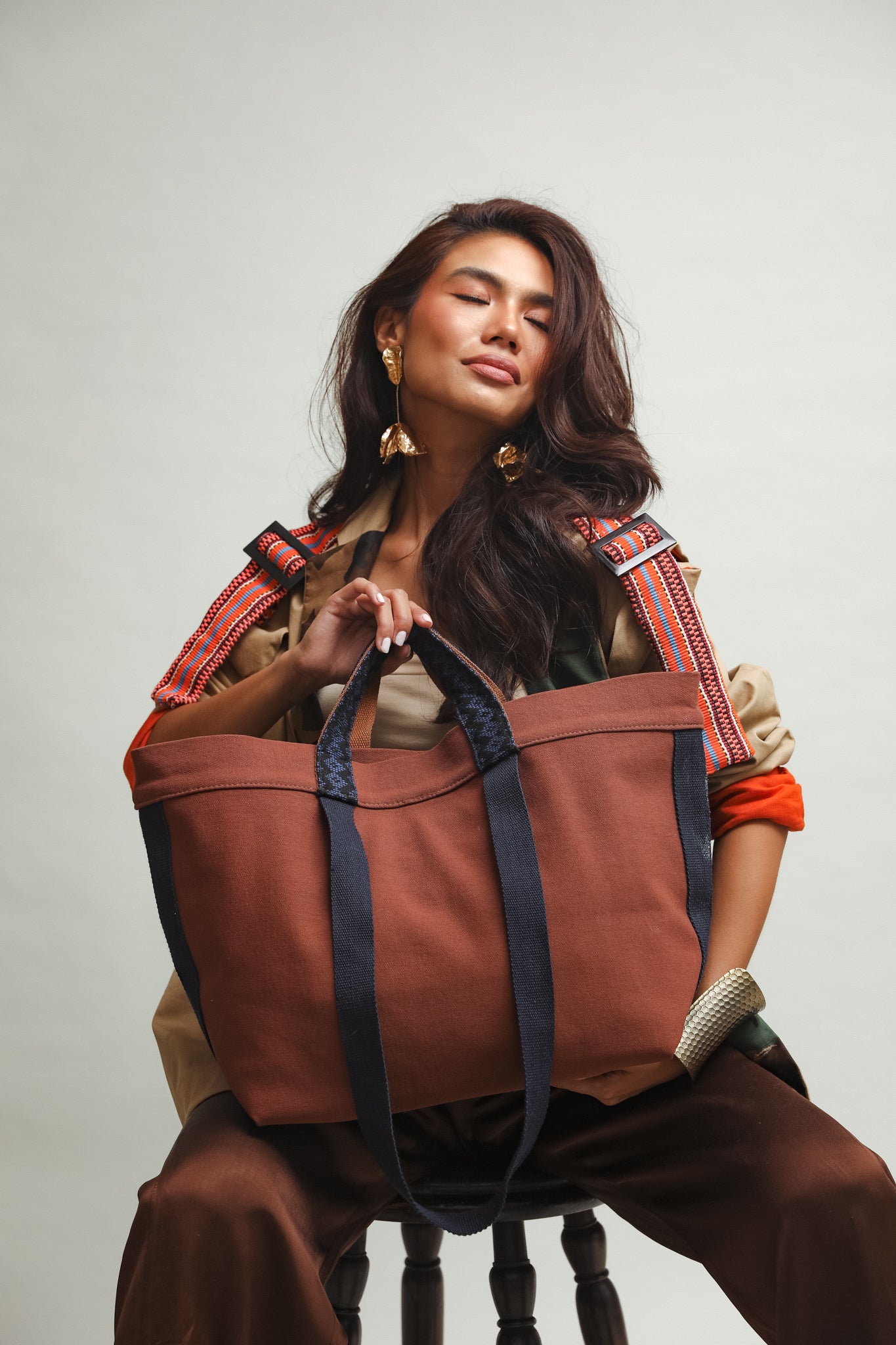 Kasya Marami Canvas Tote Bag in Marawi Langkit Sleeves