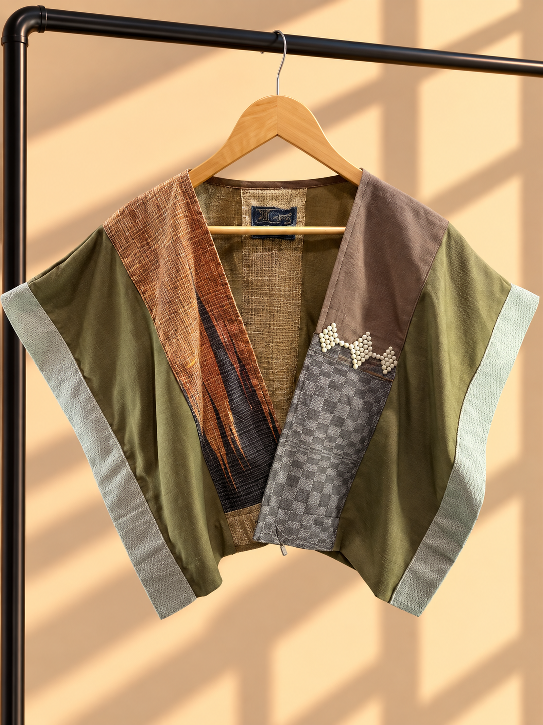 HERITAGE PONCHO IN EARTH WITH TATSULOK HABLON WITH BEAD WORKS
