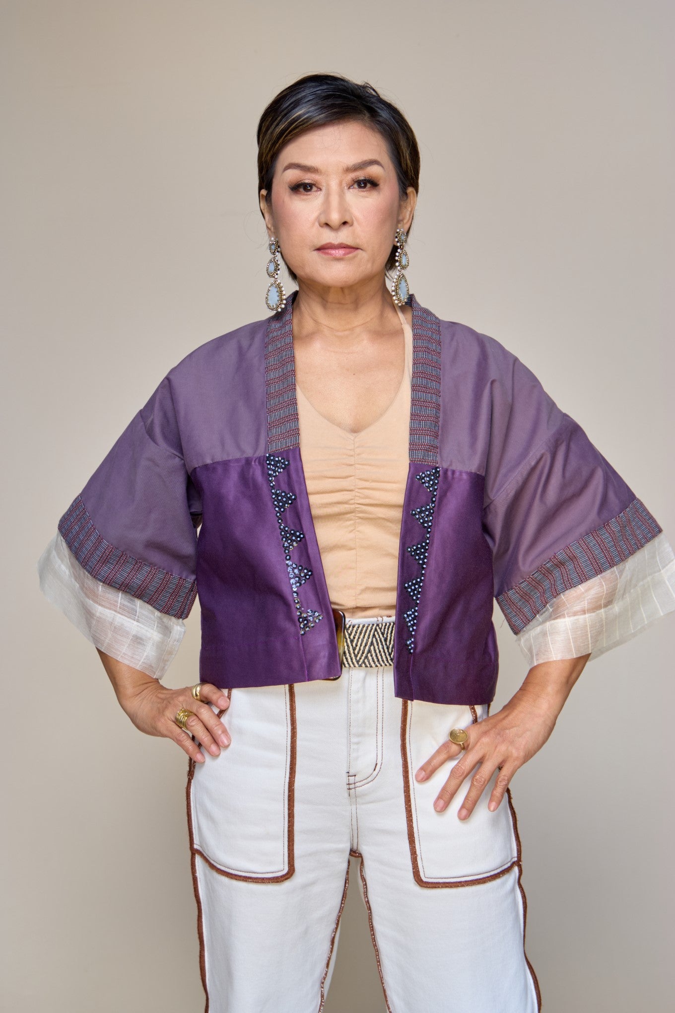 Deep Burgundy Barong Kimono with Hand Embroidery