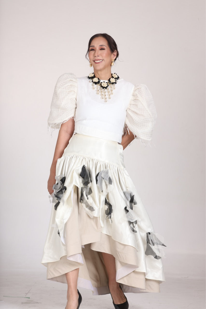 Mamahaling Blusa in White with Premium Barong