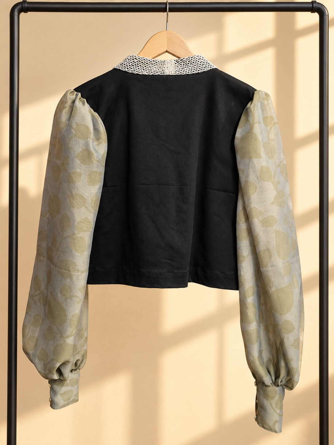 GARBOSA JACKET IN BLACK WITH RARE SUKSUK BARONG AND CALADO