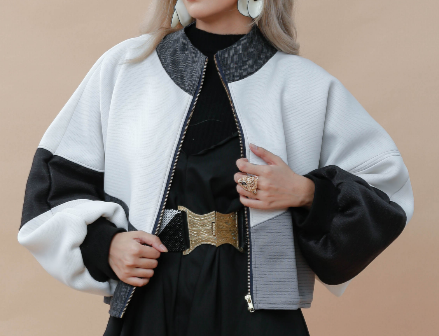 Malinaw na Usapan Bomber Jacket in Black and White