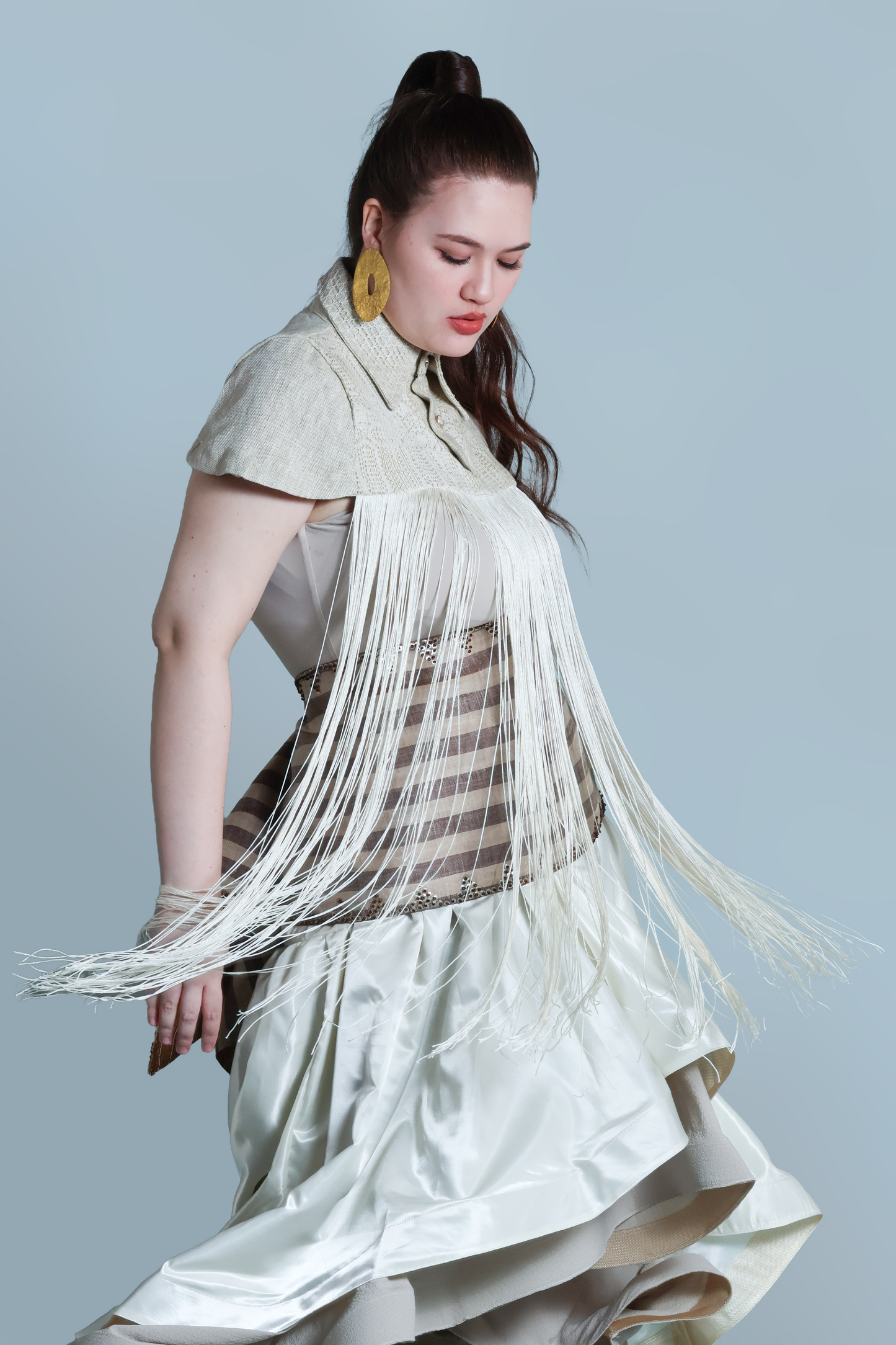 NAG-IISA KANG BIDA, CREAM FRINGE TOP WITH PIÑA