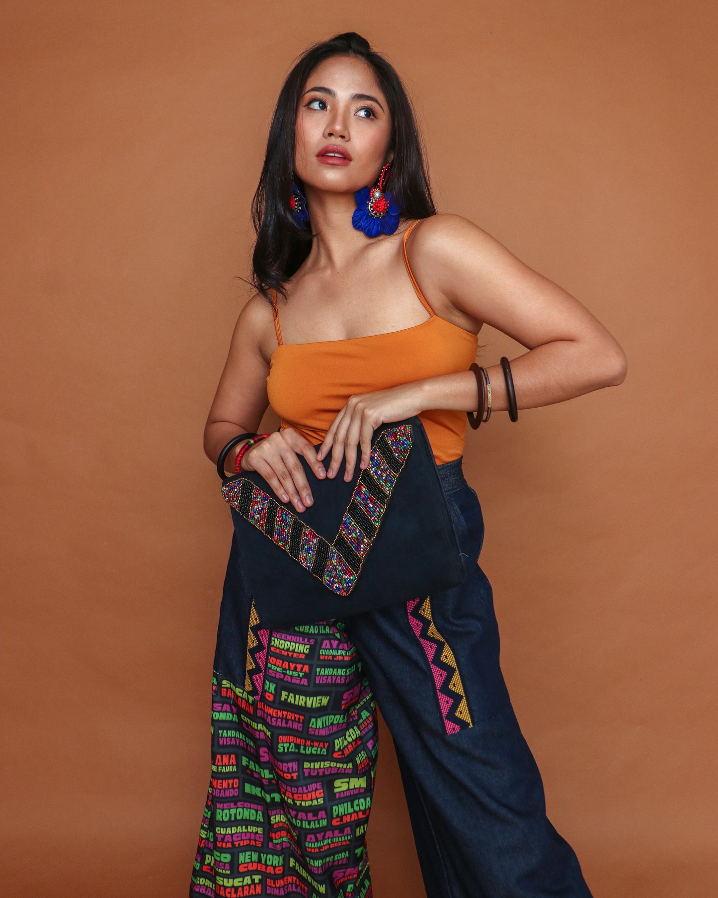 Kalangitan sa Gabi Velvet Handbeaded Clutch in Euro V-Flap