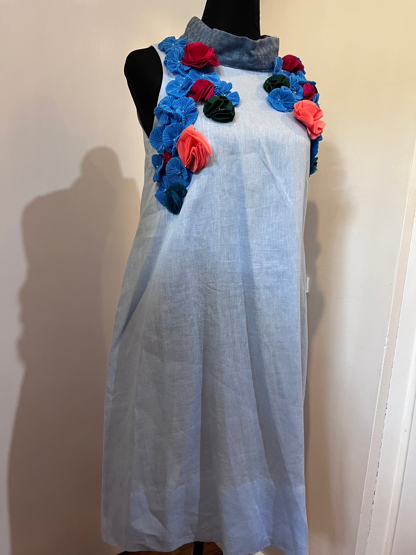 Magandang Araw Linen Dress with Langkit Weave and Hand Embroidery