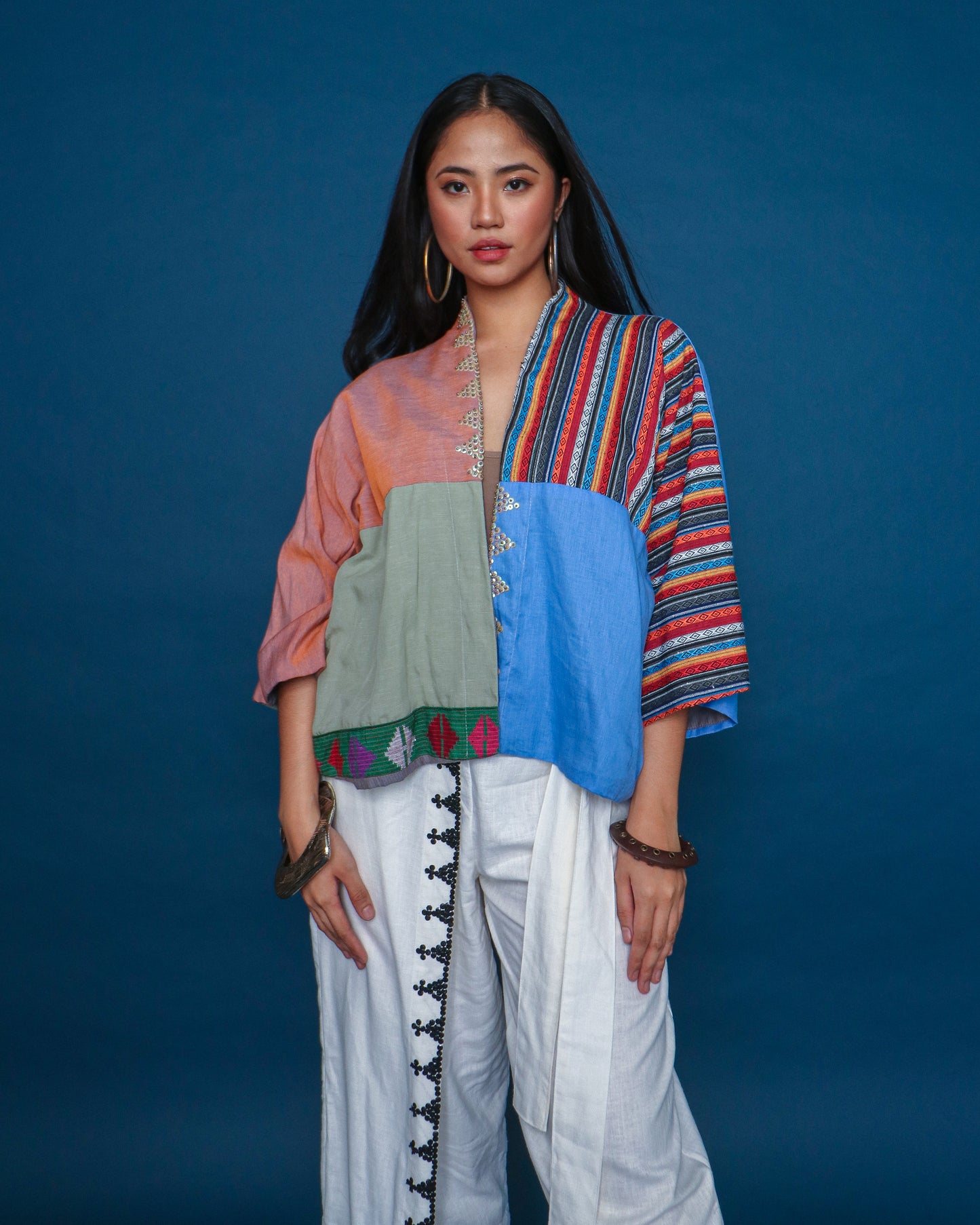 Color Blocking Poncho in Pisyabit, Hablon, and Kantarines Weaves